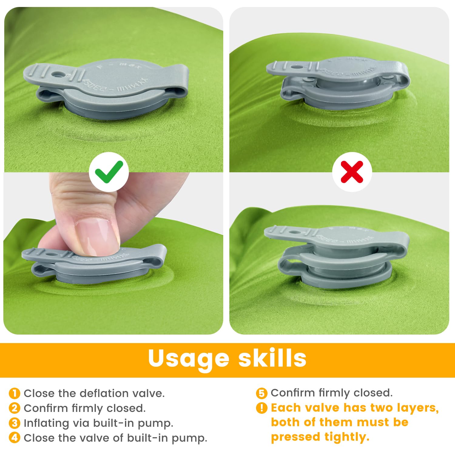 Oramoose Camping Sleeping Pad, 4in Thick Ultralight Inflatable Camping Mat with Pillow, Built-in Foot Pump Sleeping Mat, Wide Compact Camping Pad for Travel Tent Hiking Backpacking Trip Car Camp Gear