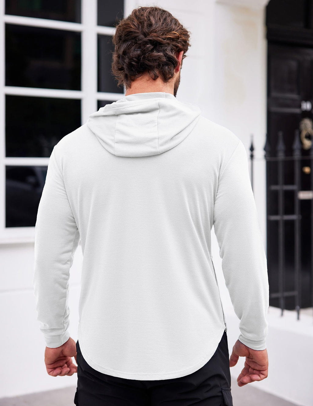 COOFANDY Men's Atheltic Hoodie Lightweight Regular Fit Hooded Sweatshirt Flexible Sportswear for Men, White, X-Large