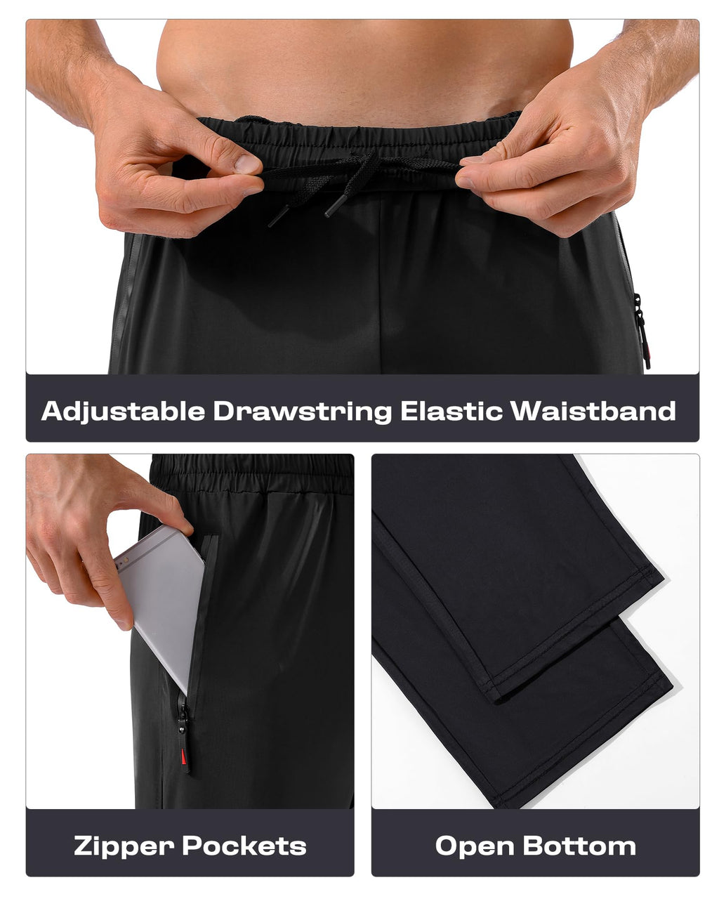 5 Pack Men's Sweatpants with Zipper Pockets Stretch Lightweight Athletic Track Activewear Pants for Men Joggers Running Workout Gym,M