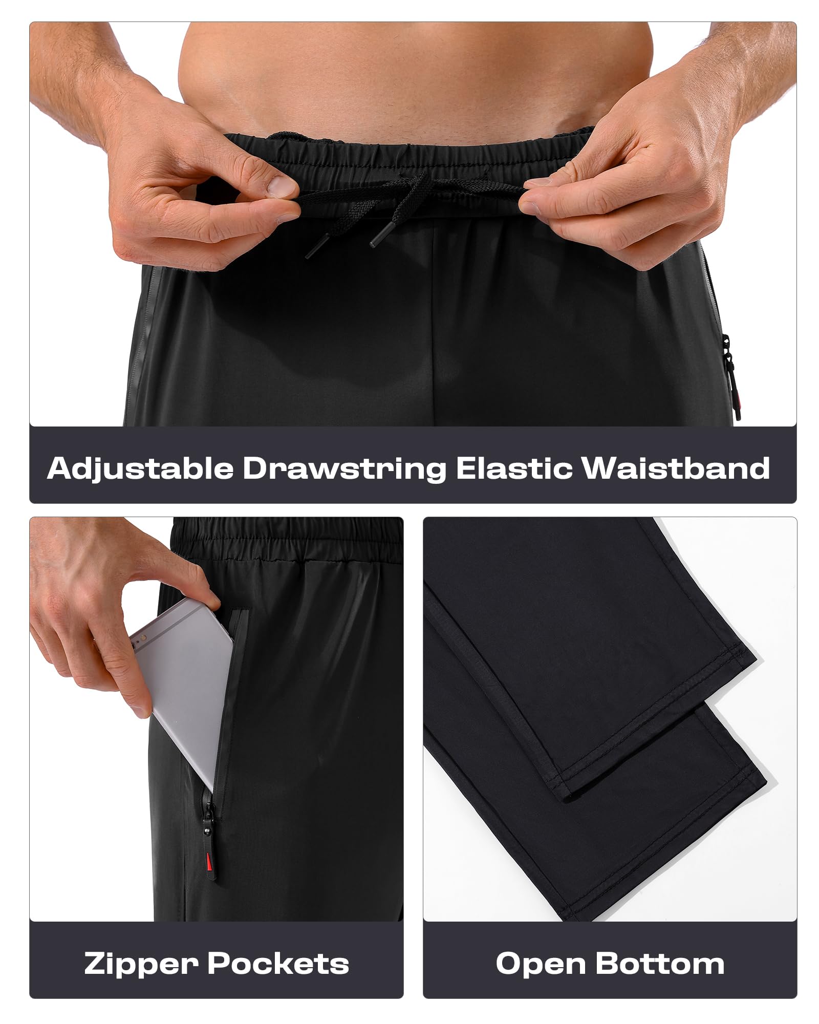 5 Pack Men's Sweatpants with Zipper Pockets Stretch Lightweight Athletic Track Activewear Pants for Men Joggers Running Workout Gym,M