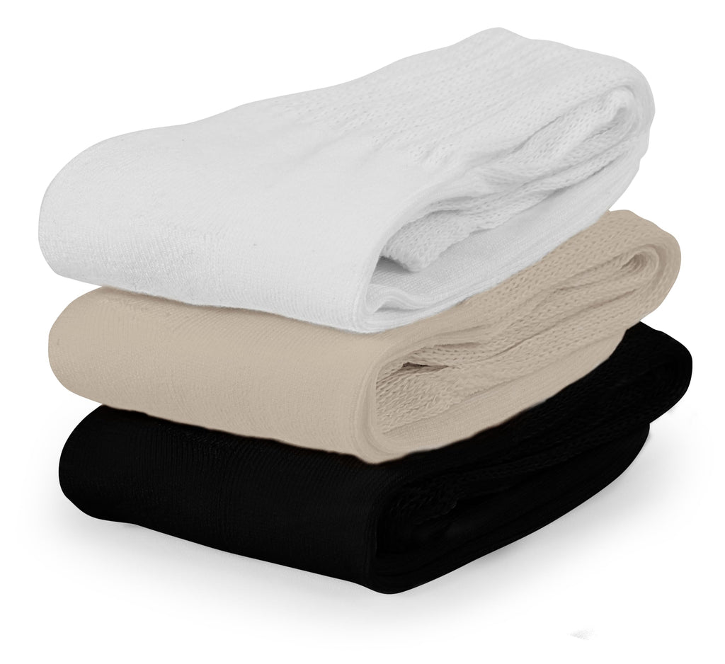 BomKinta Crew Slouch Socks Women - Retro Scrunch Short Sock - Soft Solid Ankle Socks Size 5-11 3 Pair Black White Cream