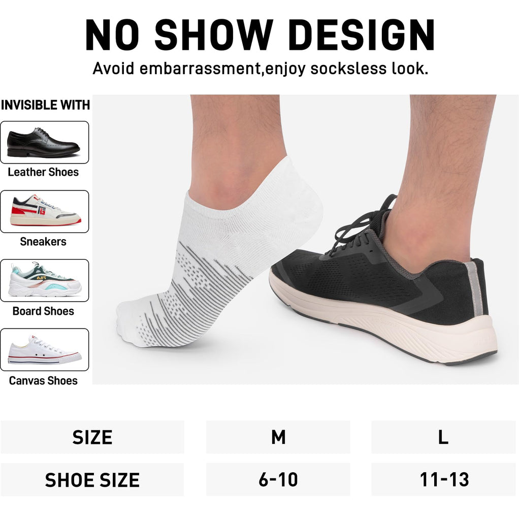 wernies No Show Socks Men 10 Pairs Ankle Low Cut Cotton Men Socks with Non Slip Grips 6-10
