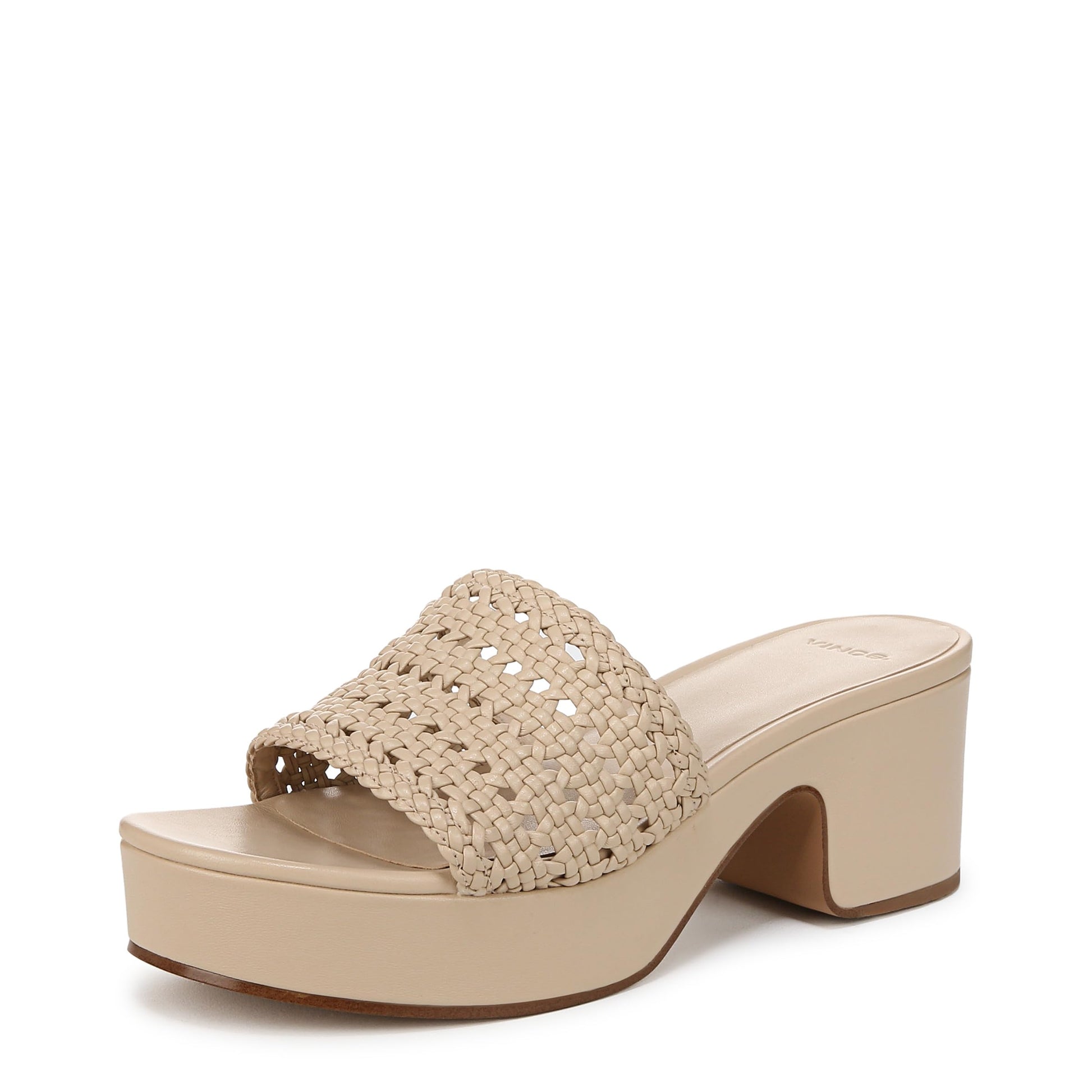 Vince Womens Margo Slide Sandal Birchsand Woven Leather 7 M