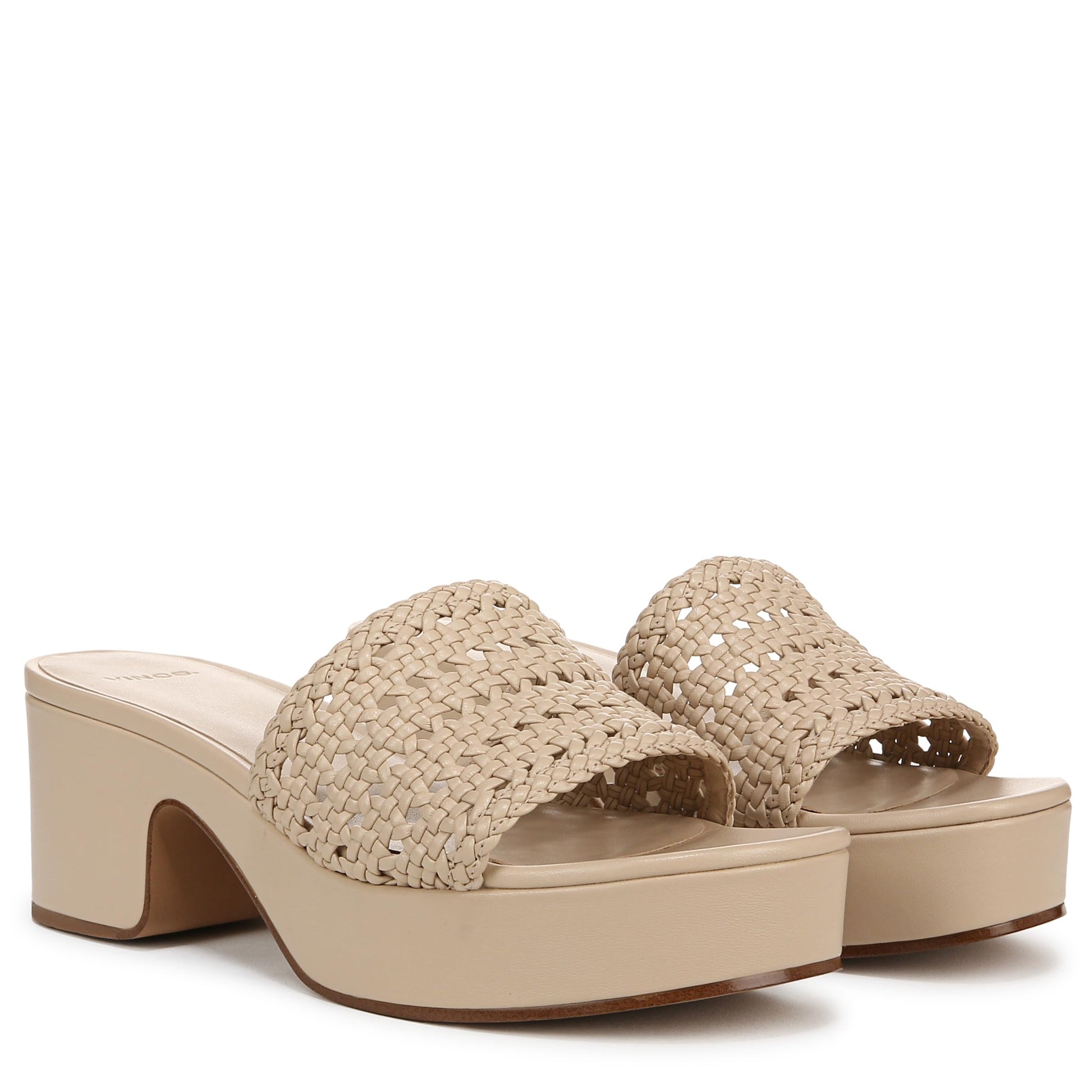 Vince Womens Margo Slide Sandal Birchsand Woven Leather 7 M