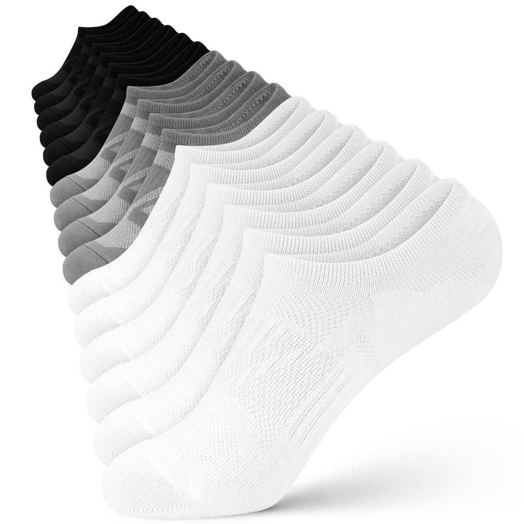 wernies No Show Socks for Women - 8 Pairs Low Cut Invisible Casual Short Ankle Socks for women Black/White/Gray 5-8