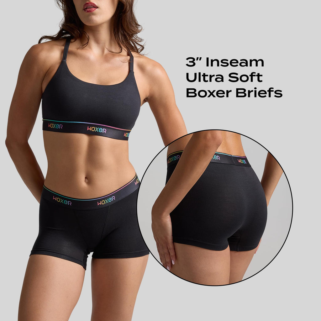 Woxer Womens Boxers - Star 3" Boy Shorts Underwear for Women - Boxers for Women