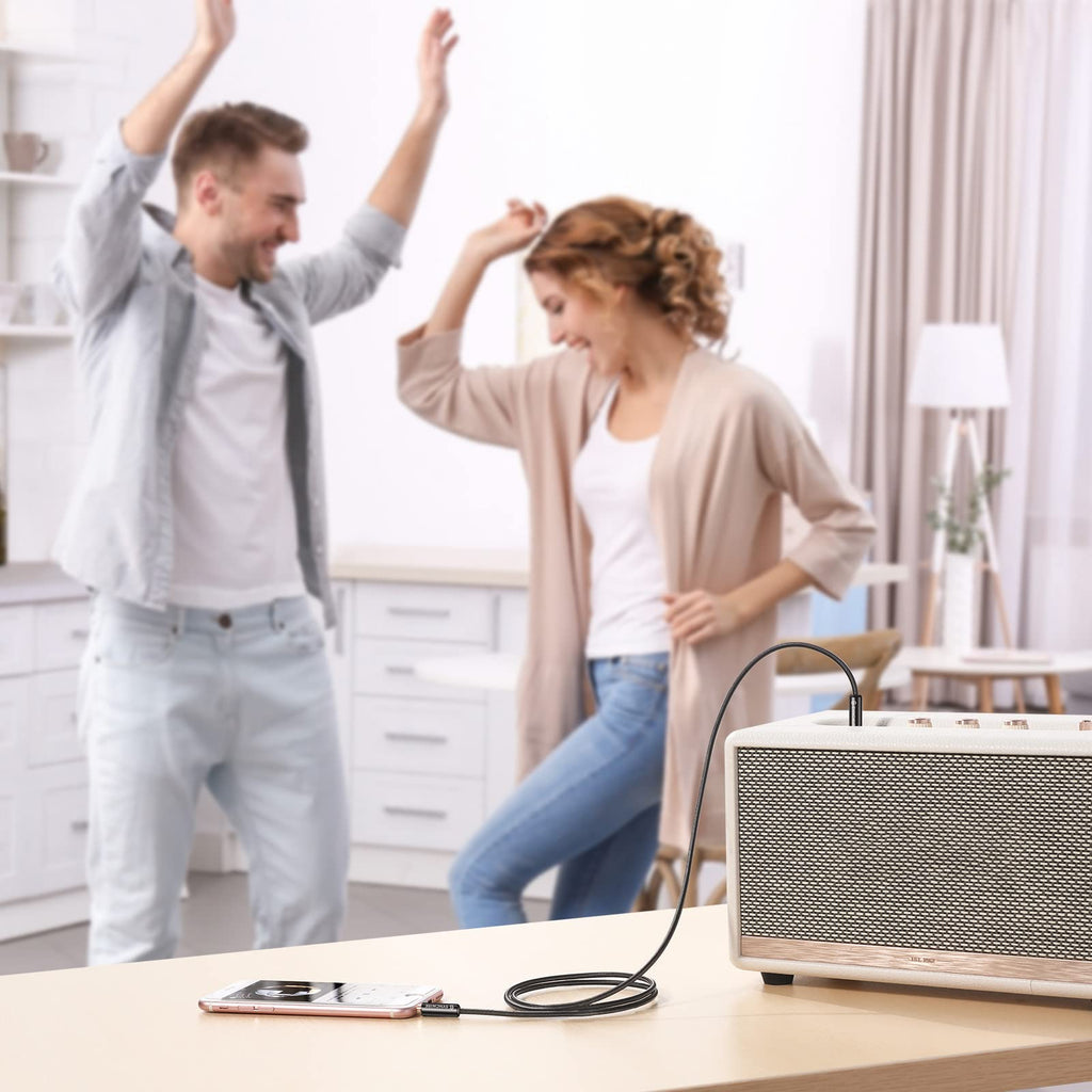 Syncwire 3.5mm Nylon Braided Aux Cable (3.3ft/1m,Hi-Fi Sound), Audio Auxiliary Input Adapter Male to Male Cord for Headphones, Car, Home Stereos, Speaker, iPhone, iPad, iPod, Echo & More – Black