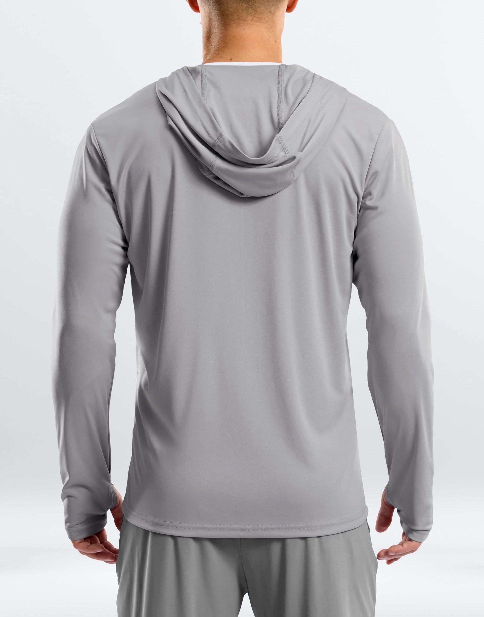 Men's UPF 50+ Sun Protection Hoodie Jacket Lightweight Full Zip Hoodies Long Sleeve Shirts for Men Hiking Fishing(Light Grey,XL)