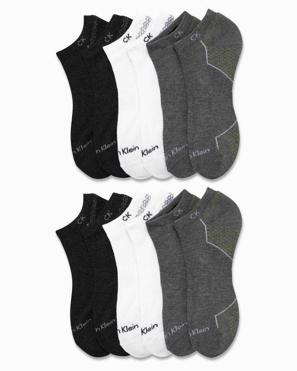 Calvin Klein Mens No Show Socks - 12 Pack Soft Cushioned Breathable Athletic Low Cut Ankle Socks for Men (Sizes: 7-12), Size 7-12, White/Grey Assorted