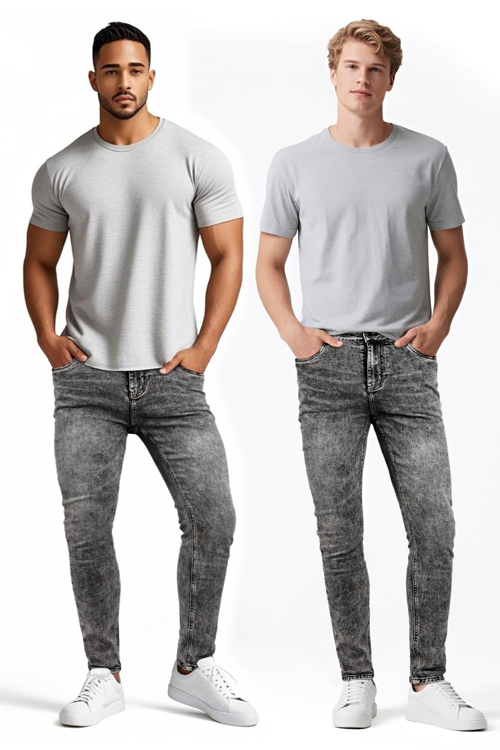 GINGTTO Mens Grey Jeans Slim Fit Stretch,Skinny Jeans Men Designer Casual Jeans for Men 32