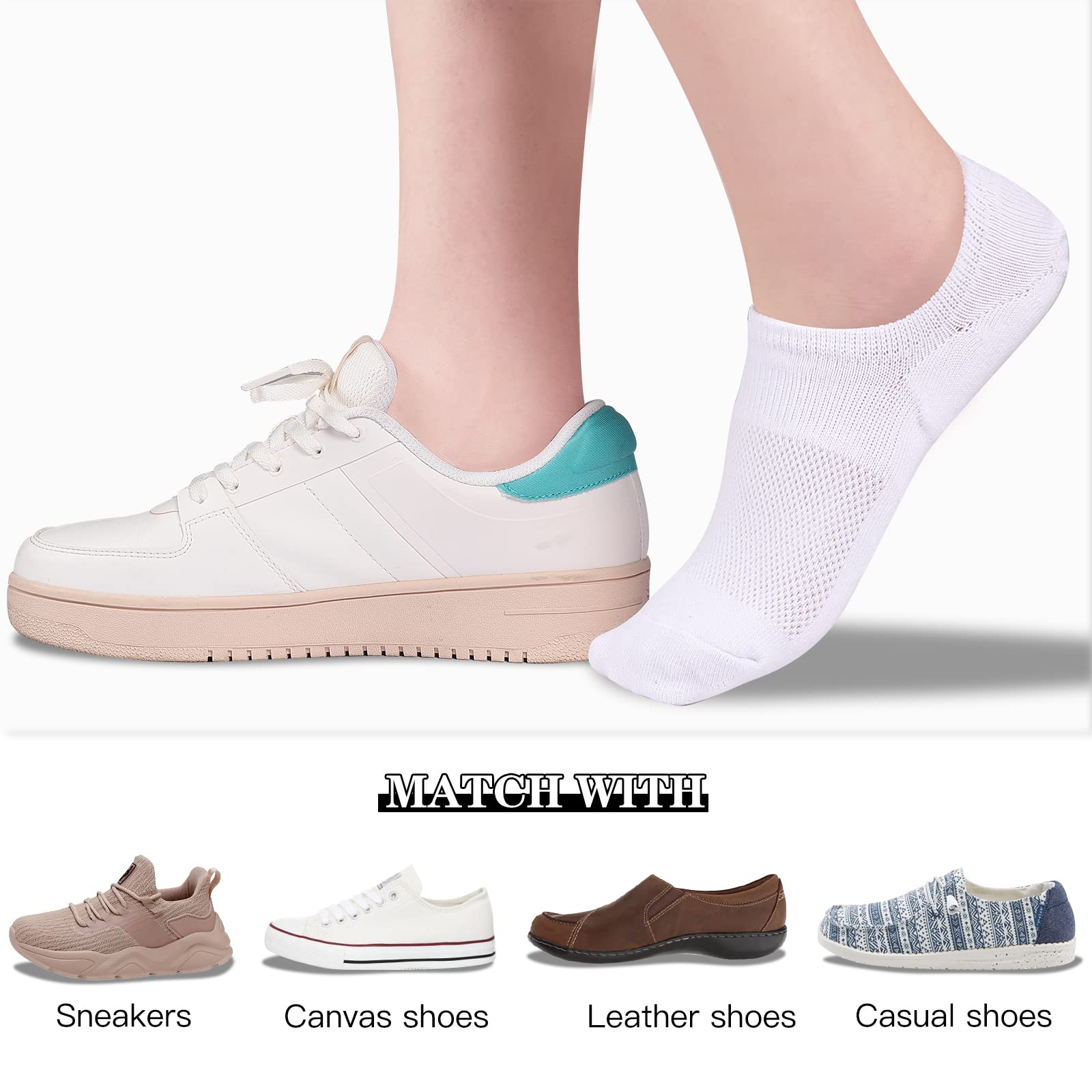 Heatuff No Show Socks Womens Cotton Low Cut Non Slip Casual Socks Invisible Flat Boat Liner Socks (6/9 Pairs)