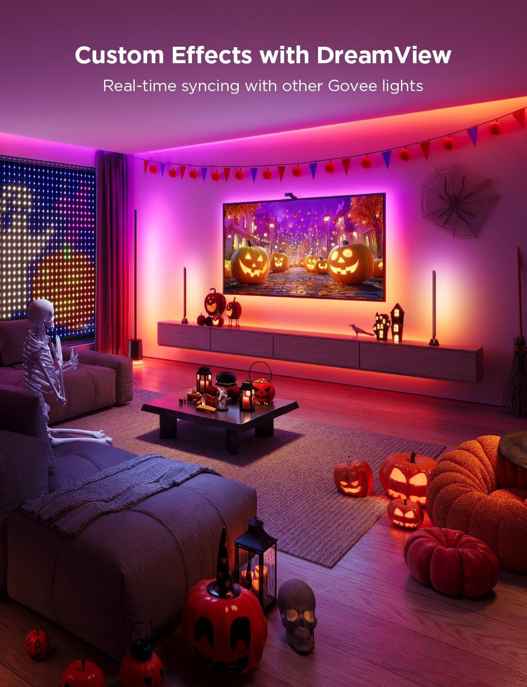 Govee Envisual TV Backlight T2 with Dual Cameras, 16.4ft RGBIC Wi-Fi LED Backlights for 75-85 inch TVs, Double Light Beads, for Home Decorations, Smart App Control, Music Sync