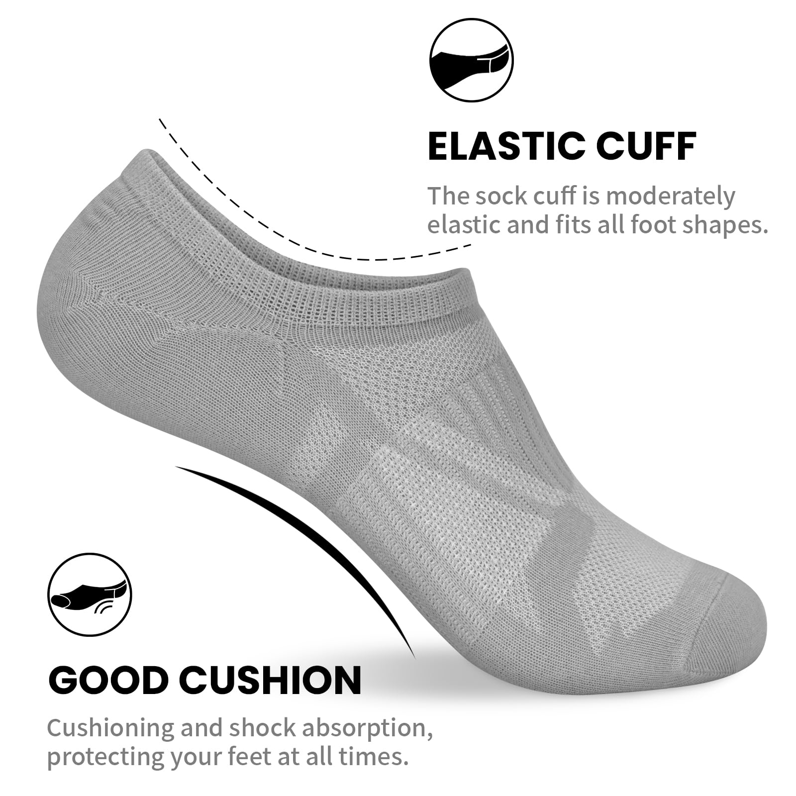 wernies No Show Socks for Women - 8 Pairs Low Cut Invisible Casual Short Ankle Socks for women Black/White/Gray 5-8