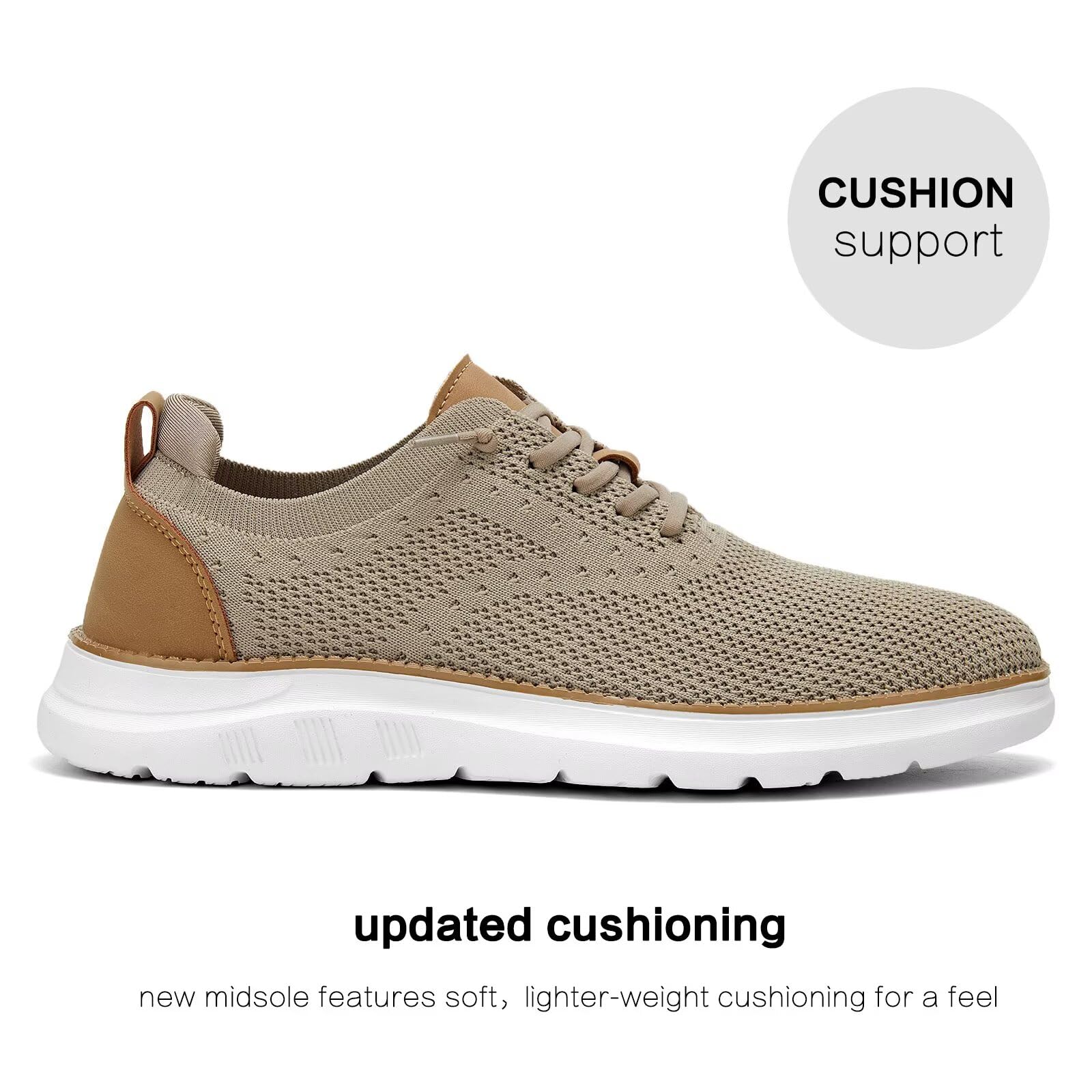 Men's Mesh Sneakers Oxfords Lace-Up Lightweight Casual Walking Shoes Driving Shoes Khaki