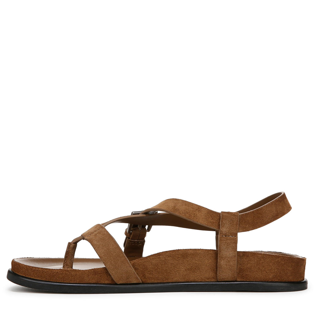 Vince Womens Franca Flat Sandal Elmwood Suede 8 M