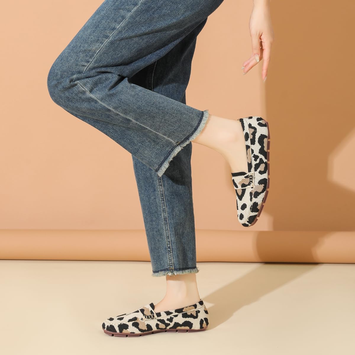 Loafer Shoes for Women Comfortable Casual Women's Loafer Shoes Flat Shoes-Leopard Print-6.5