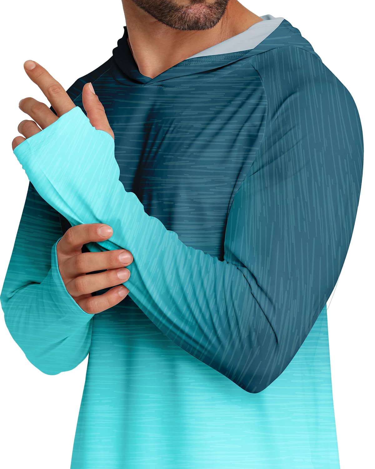 APTRO Men's UPF 50+ Sun Protection Long Sleeve Hoodie Shirts UV Outdoor Fishing Shirts SPF Rash Guard Shirts for Men MS17 Gradient Green L