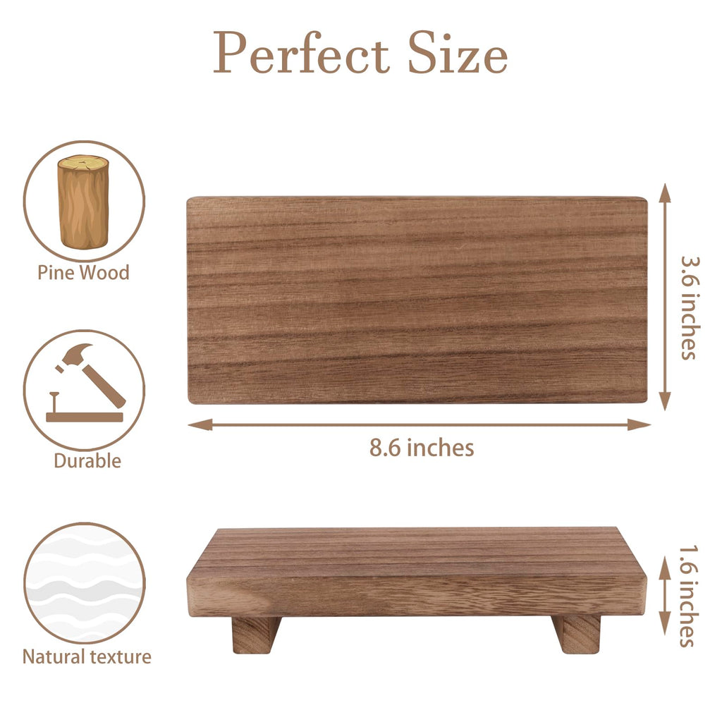 Small Wood Tray Pedestal Stand Farmhouse Bathroom Decor Decorative Wooden Riser Kitchen Soap Dish Holder for Vanity, Counter, Sink, Brown