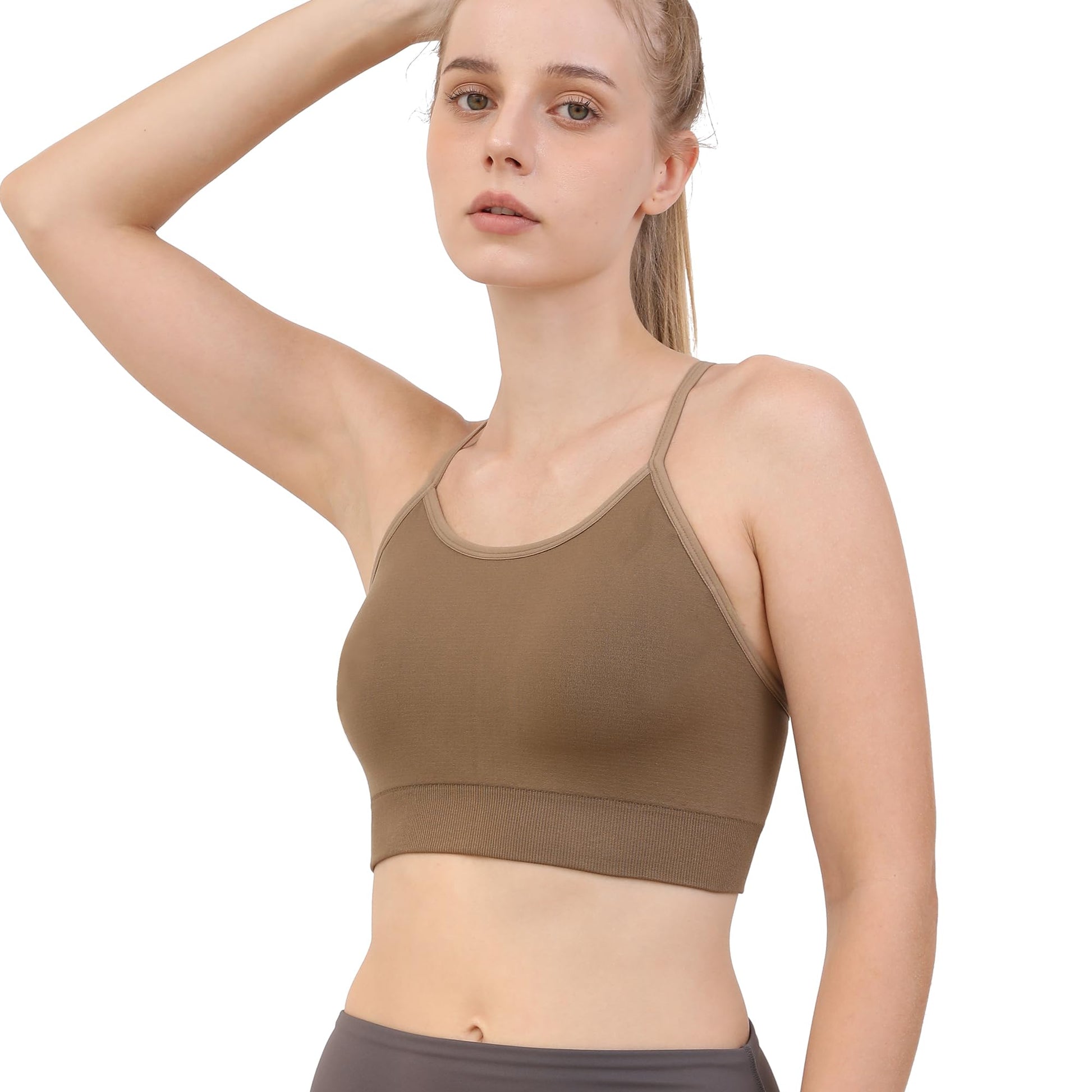 Double Couple Women Y Back Sports Bras for Women Thin Strap Workout Yoga Gym Fitness Bra