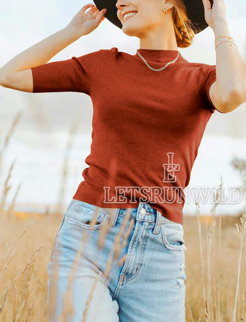 LETSRUNWILD Business Casual Tops for Women Dressy Cute Tops Mock Turtleneck Tshirts Shirts Le/Marrakesh-M