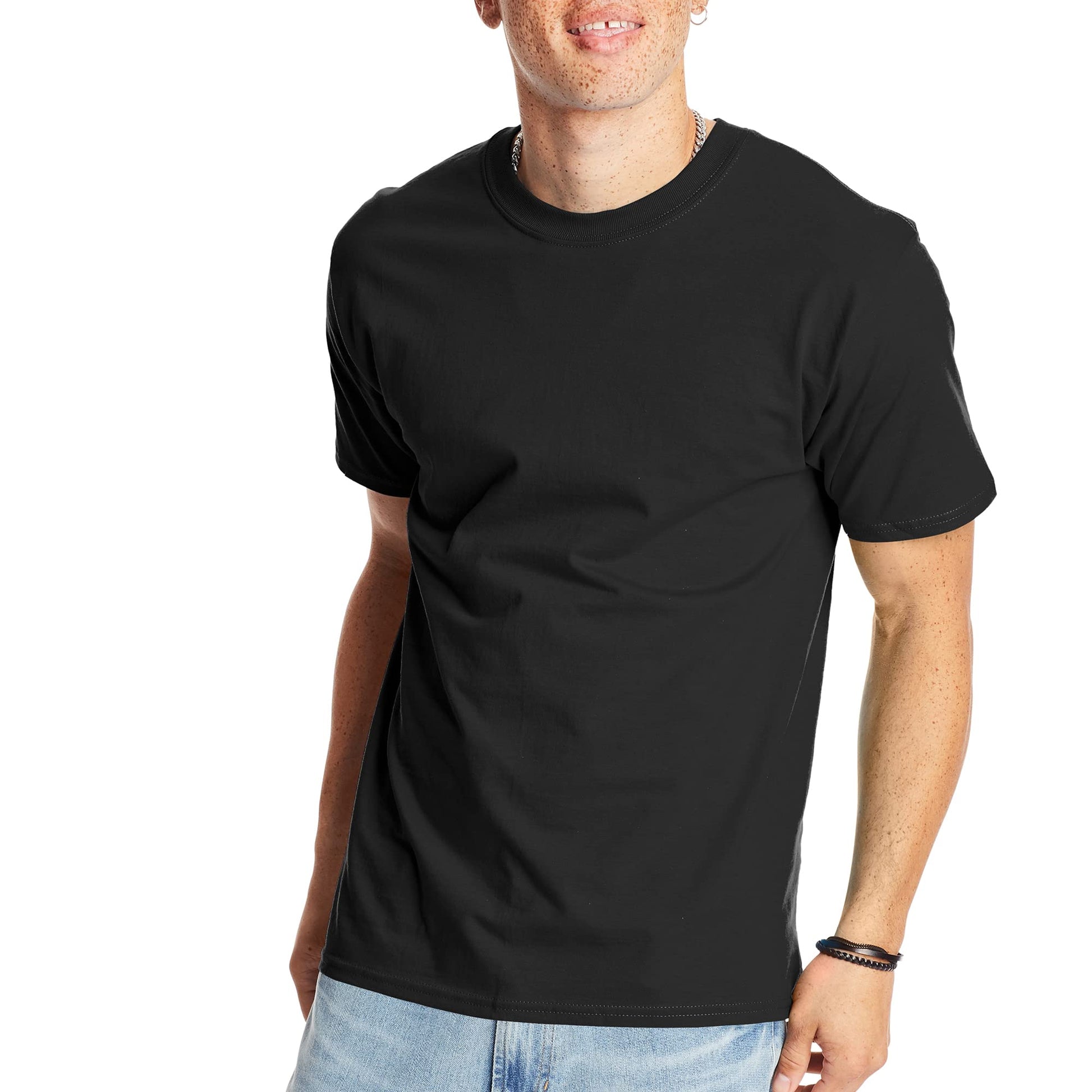 Hanes Men's Short-Sleeve Beefy T-Shirt,Black,Large