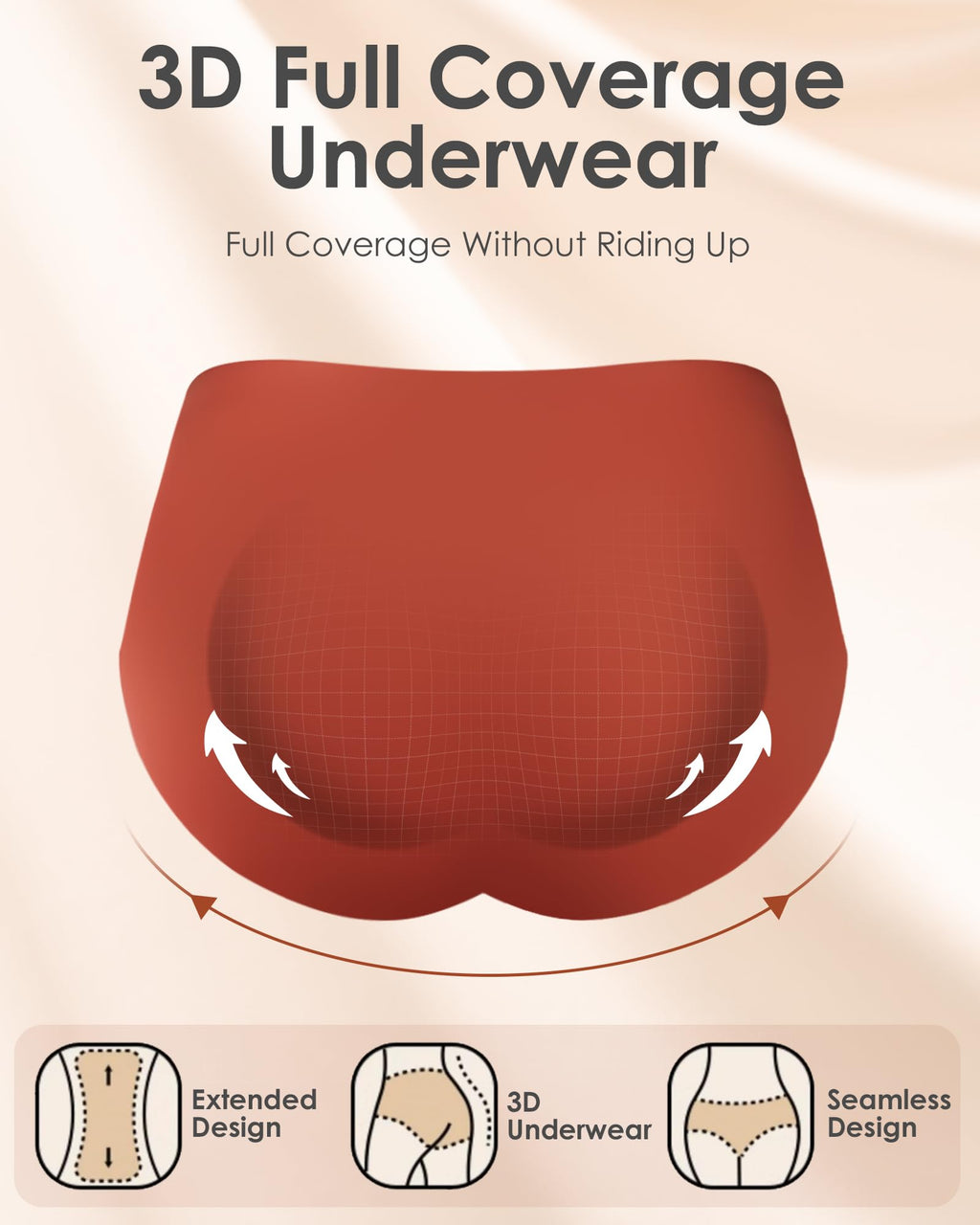 Womens Underwear Seamless Full Coverage Breathable Briefs No Show Silky Stretch High Waisted Ladies Panties 6 Pack (US, Alpha, Large, Regular, Regular, 6 Color Packs)