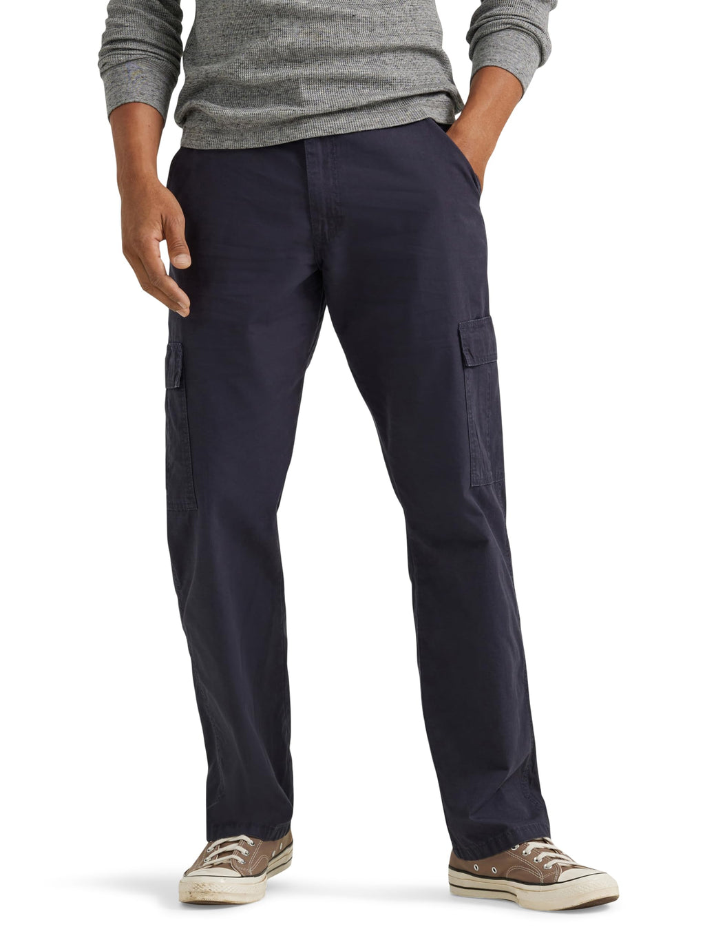 Wrangler Authentics Men's Twill Relaxed Fit Cargo Pant (Logan), Navy Ripstop, 33W x 30L