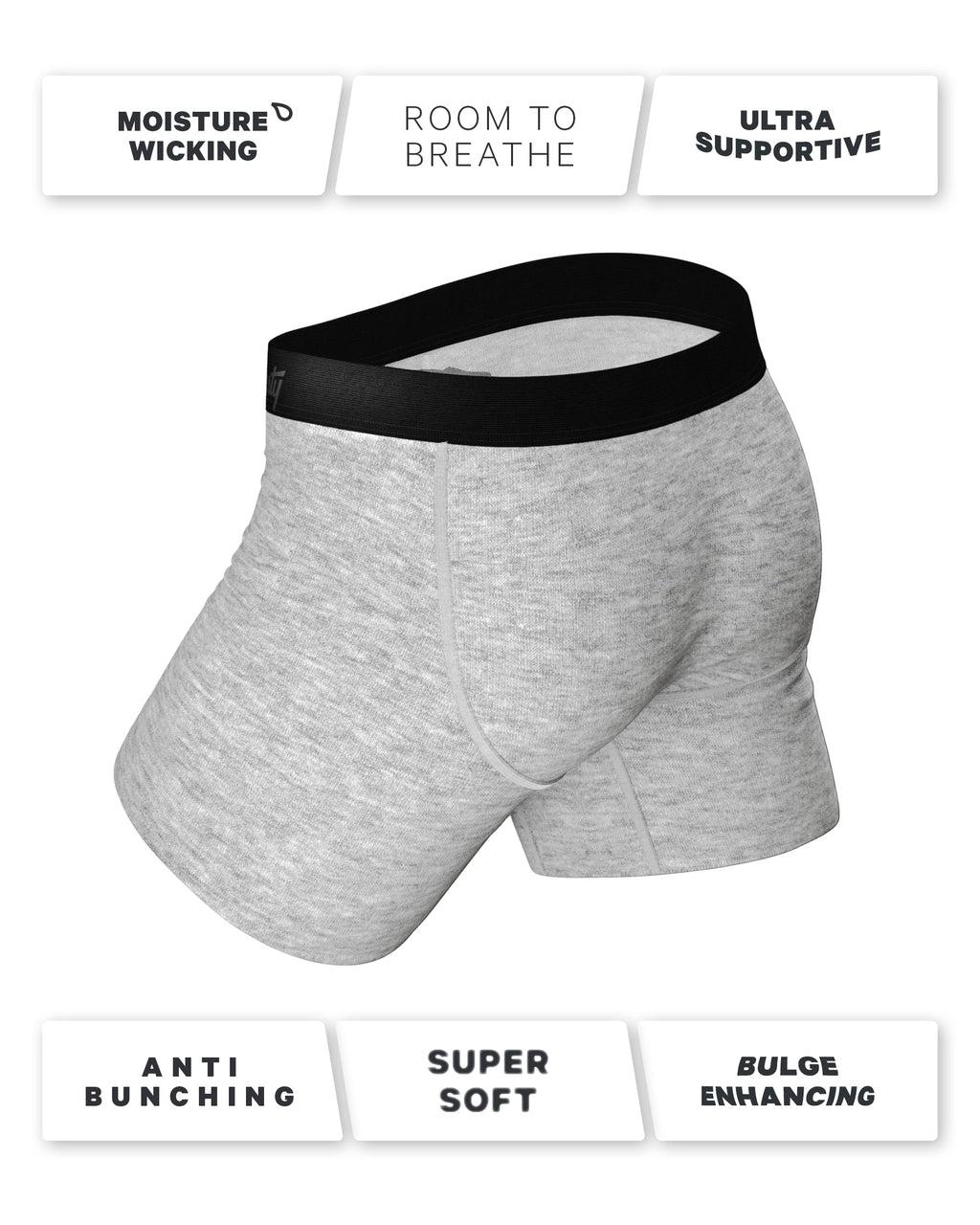 Shinesty Hammock Support Mens Underwear | Boxer Briefs Men with Fly | US XL 3 Pack Black/Grey/Navy