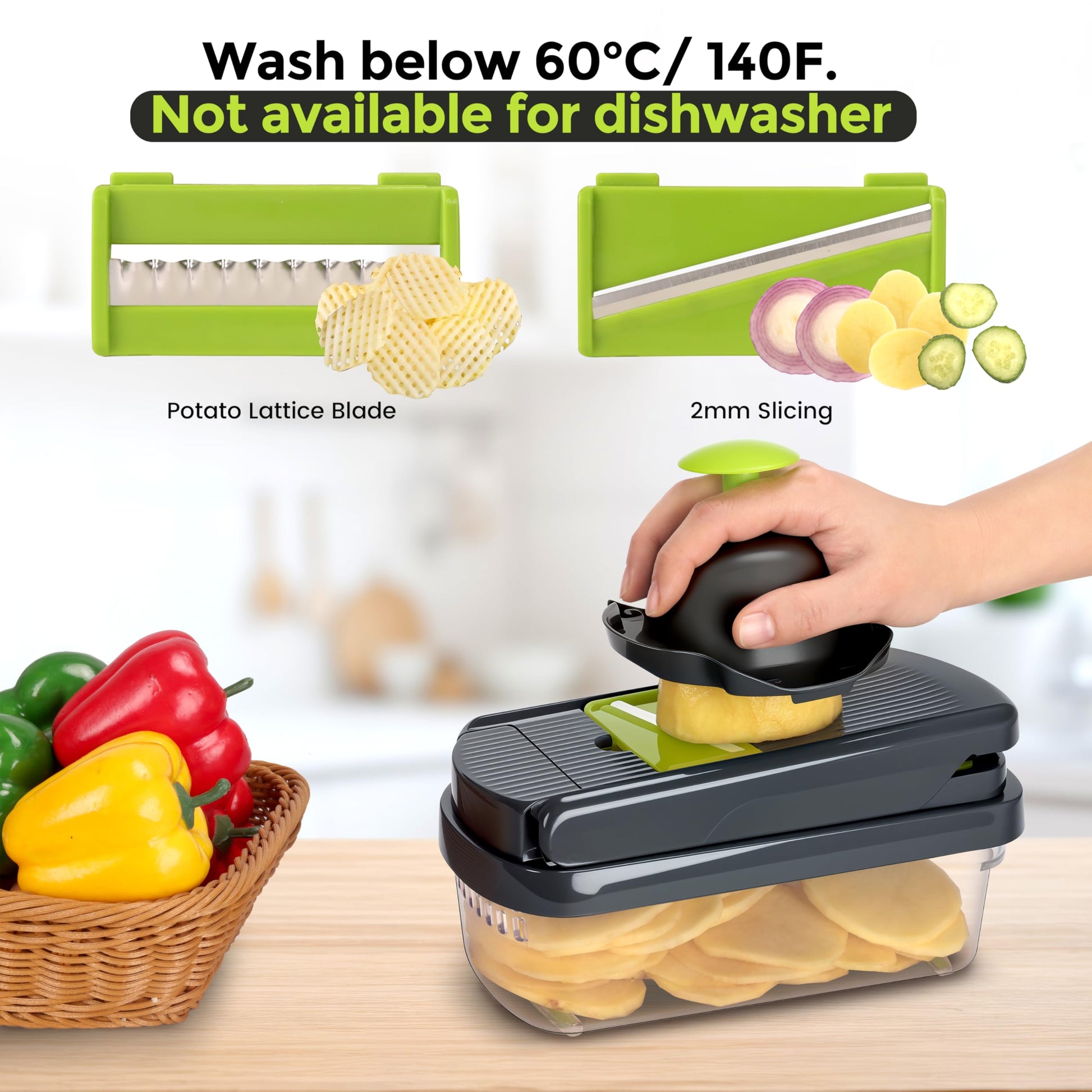 Yusshn Vegetable Chopper,12-in-1 Multifunctional Food Chopper,Professional Onion Chopper with 7 Blades,Vegetable Cutter with Container for Salad,Potato,Carrot,and Garlic; Essential Kitchen Tool(Grey)