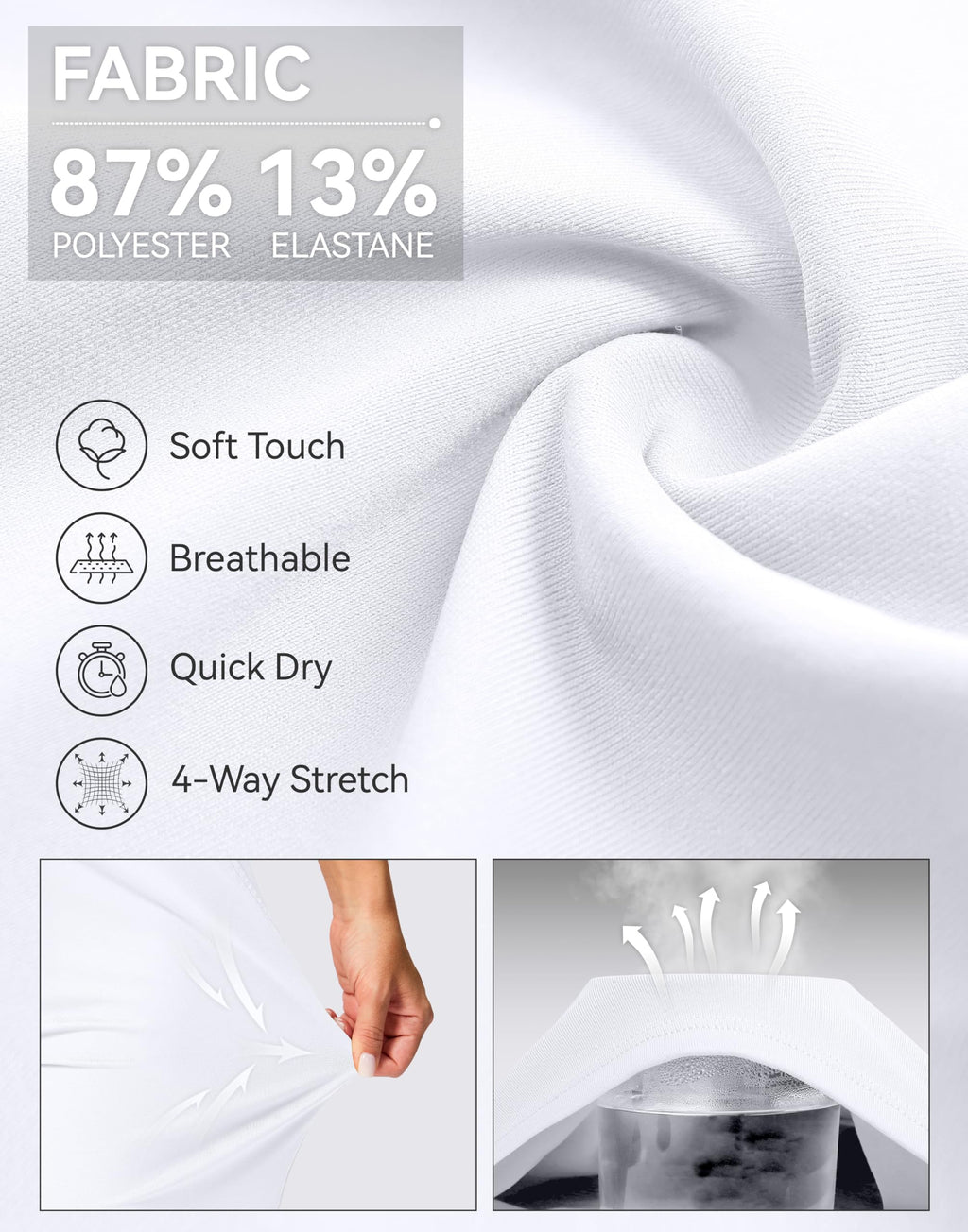 G Gradual Bermuda Shorts for Women with Pockets 10" Knee Length Womens High Waisted Long Shorts for Walking Athletic Workout(White,S)