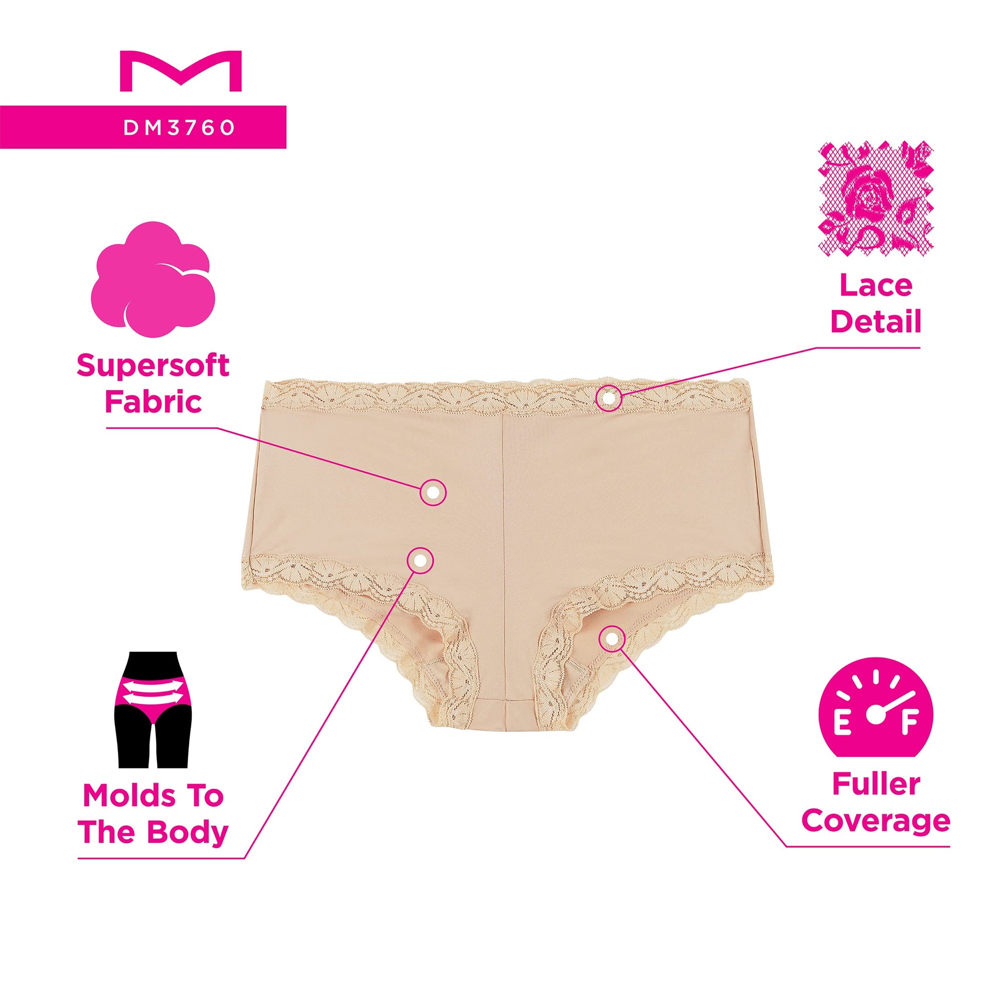 Maidenform Women's Underwear, Microfiber with Lace Boyshort Panties, One Fab Fit, 3-Pack, Sandshell/Modern Dot/Leopard Print