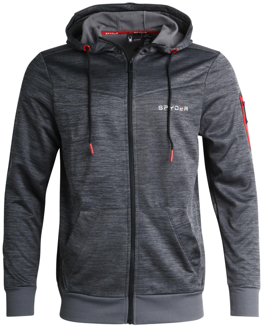 Spyder Men's Active Sweatshirt - Performance Tech Fleece Zip Hoodie Sweatshirt - Workout Full Zip Track Jacket for Men (S-XL), Size Medium, Charcoal Heather