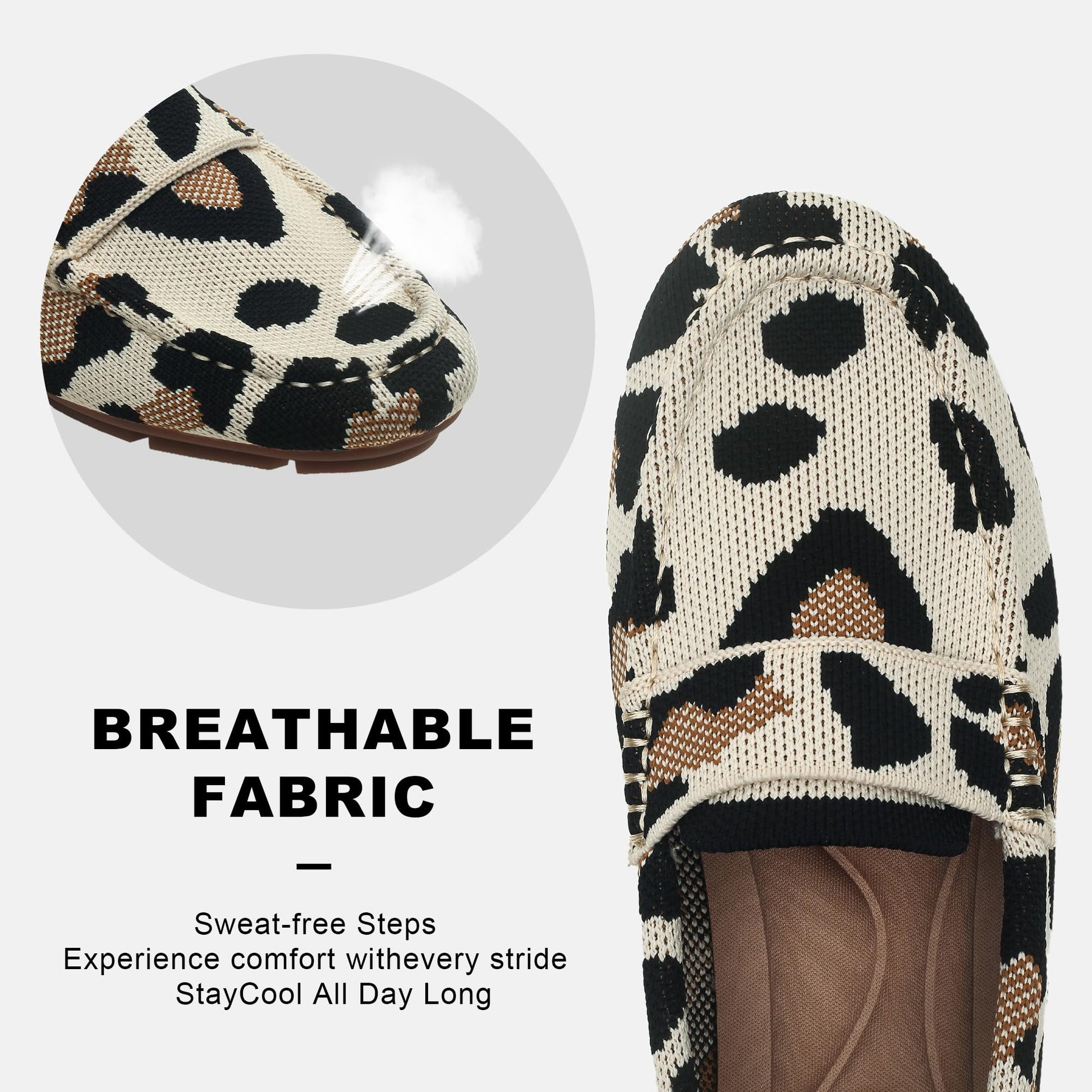 Loafer Shoes for Women Comfortable Casual Women's Loafer Shoes Flat Shoes-Leopard Print-6.5