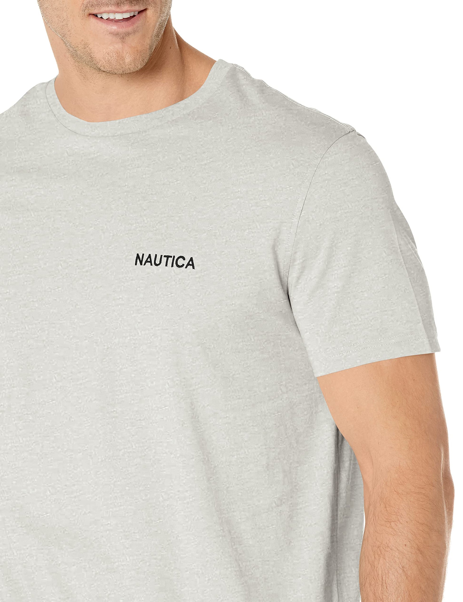 Nautica Men's Short Sleeve Solid Crew Neck T-Shirt, Grey Heather, XX-Large