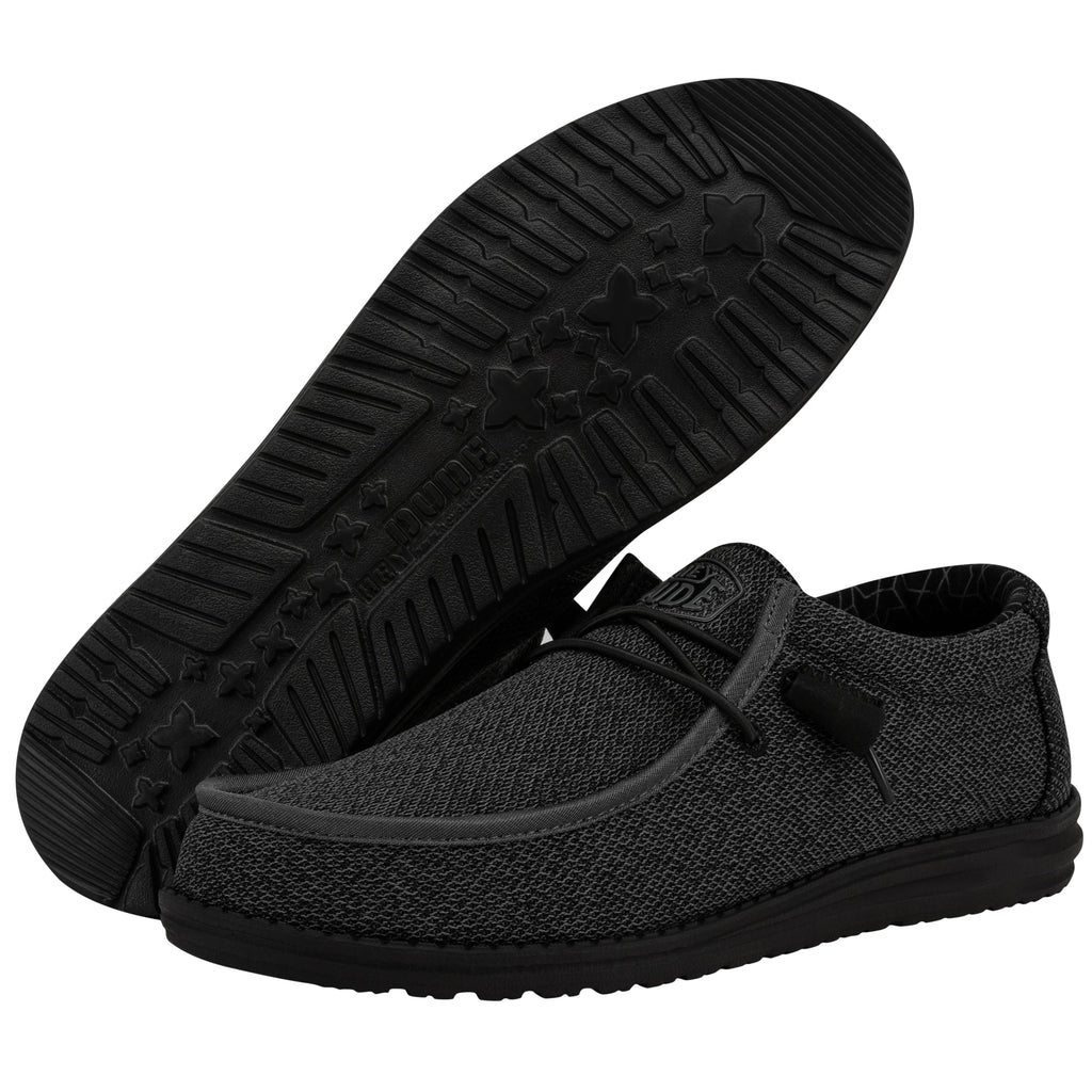 HEYDUDE Men's Wally Sox Micro Total Black Size 12 | Men's Slip On Shoes | Comfortable & Light-Weight