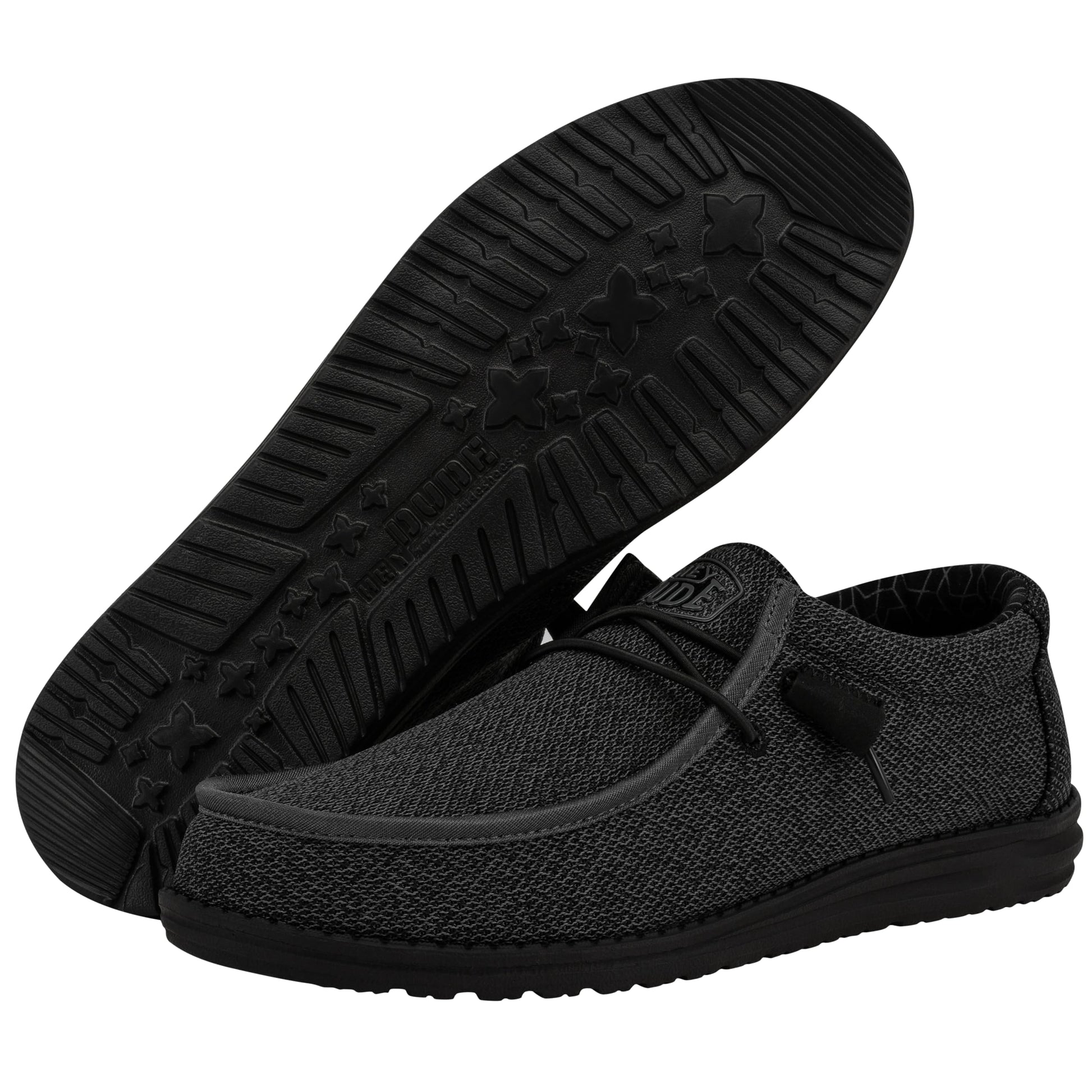 HEYDUDE Men's Wally Sox Micro Total Black Size 12 | Men's Slip On Shoes | Comfortable & Light-Weight