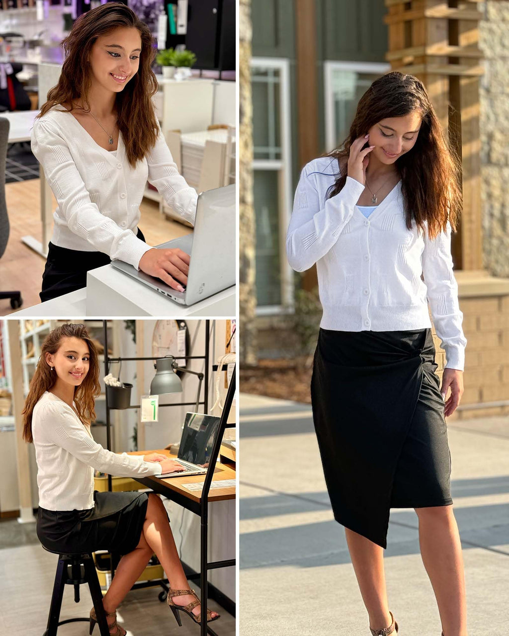 Arach&Cloz Womens Fashion Cardigan Sweaters for Women Long Sleeve Early Fall Lightweight Shrug Knit Sweater Tops Trendy Clothing Jacket Cozy Clouds White