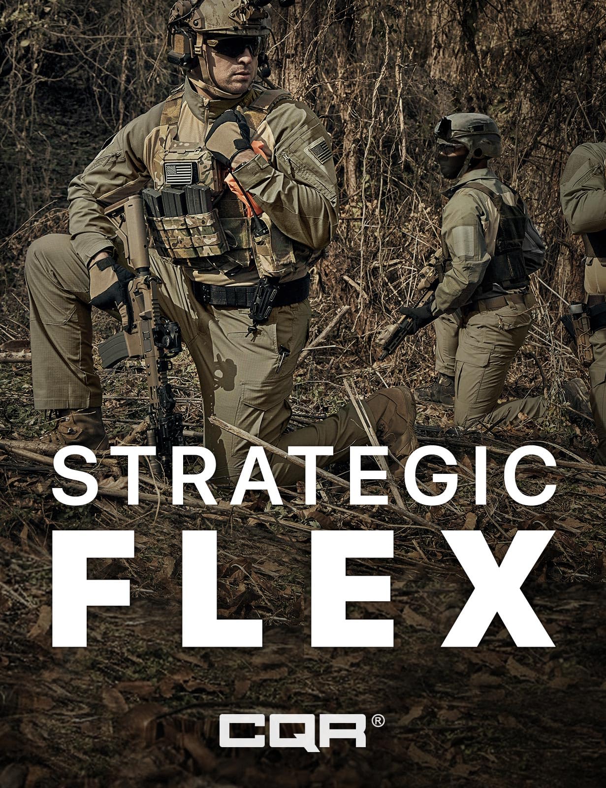 CQR Men's Flex Ripstop Tactical Pants, Water Resistant Stretch Cargo Pants, Lightweight EDC Hiking Work Pants, Marauder Soil Green, 34W x 32L