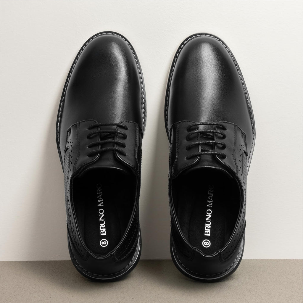 Bruno Marc Men's Casual Dress Sneaker Shoes, Business Formal Derby Plain Toe Oxfords Crossflex GentEdge,Size 12,Black,SBOX223M