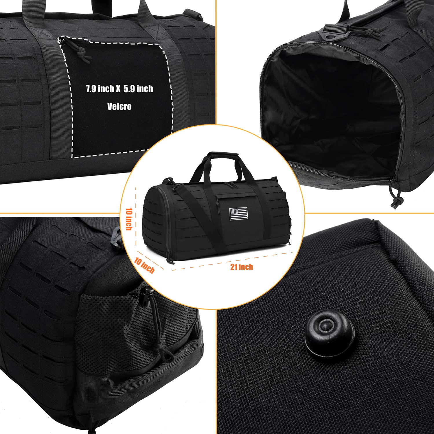 QT&QY 40L Military Tactical Duffle Bag For Men Sport Gym Fitness Tote Travel Training Workout With Shoe Compartment Basketball Football Weekender