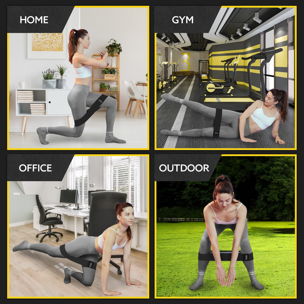 Tribe Lifting Fabric Resistance Bands for Exercise - Hip Bands for Working Out Legs, Glutes, Knees and Thighs for Men and Women - Cloth Circle Booty Bands for Physical Therapy (Gray)