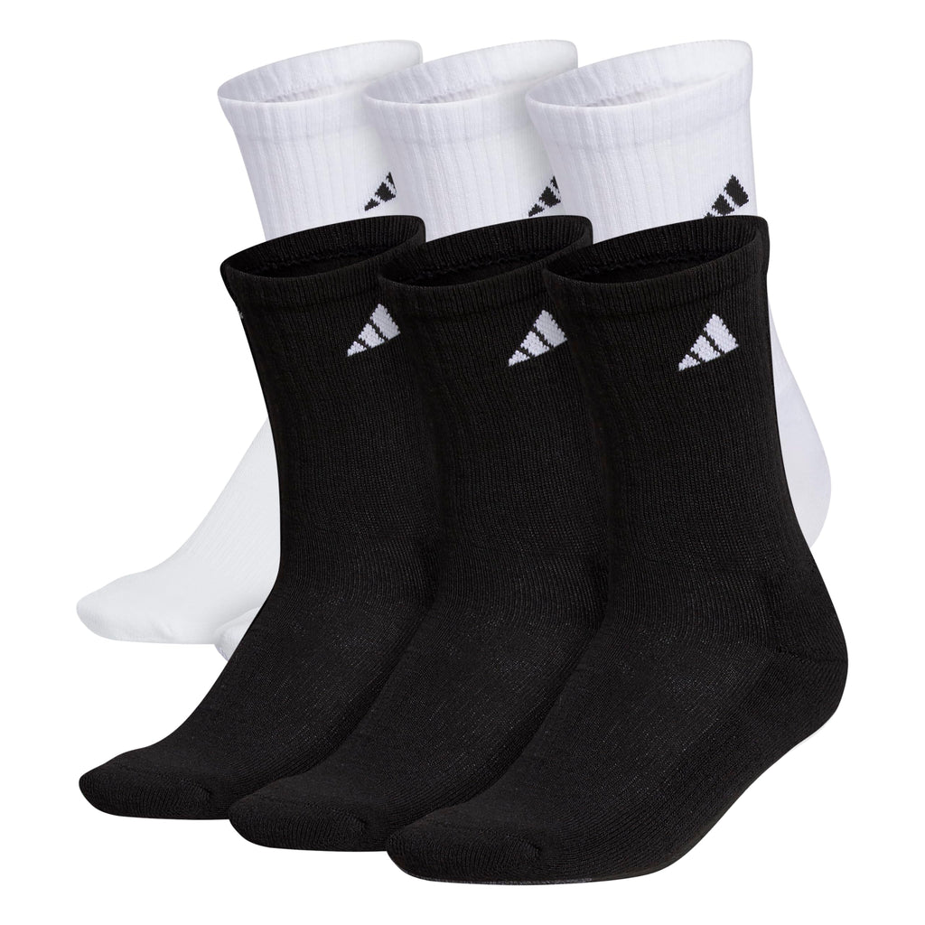 adidas Men's Athletic 6-Pack, Cushioned Crew Socks with Arch Compression for a Secure Fit, White/Black/White, Large