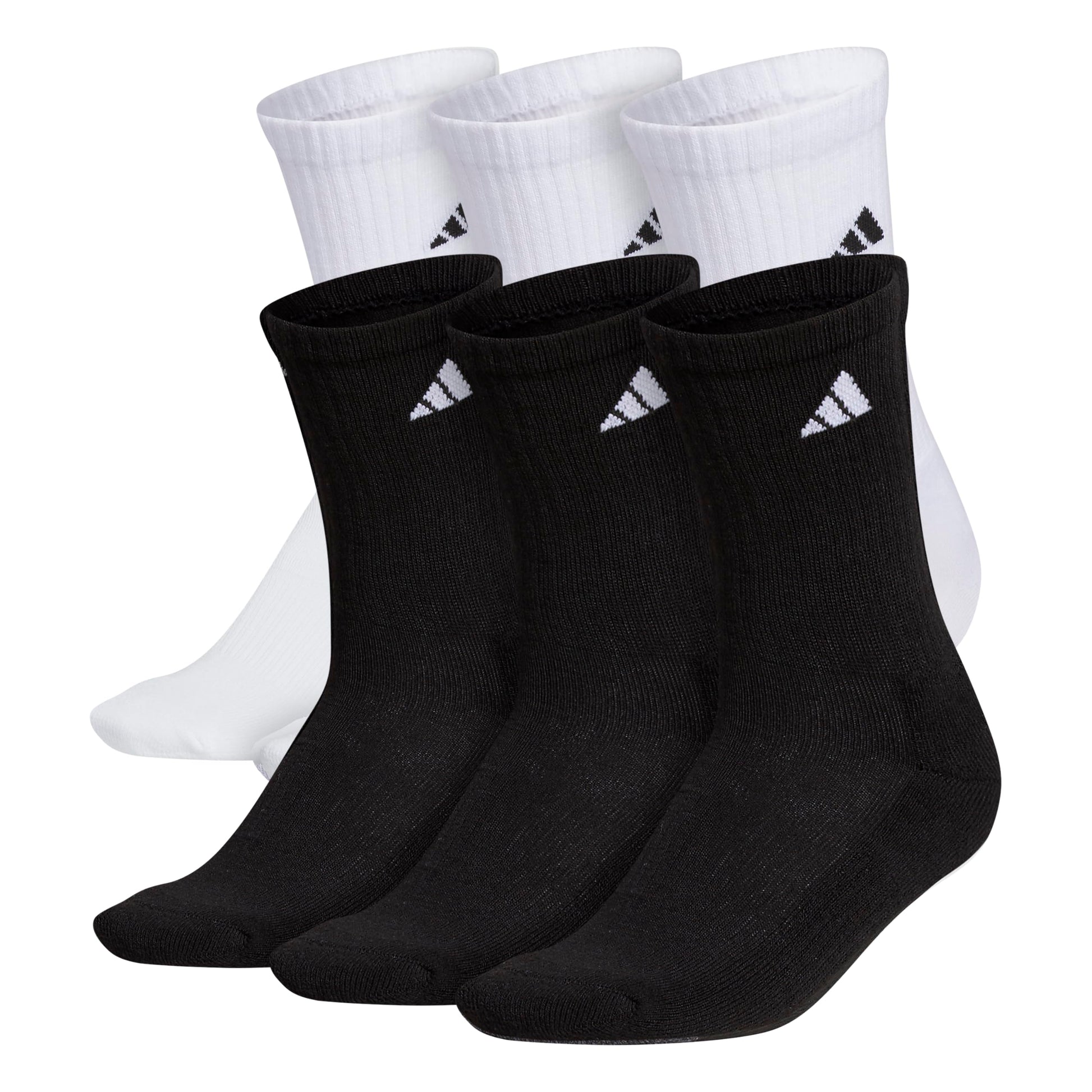 adidas Men's Athletic 6-Pack, Cushioned Crew Socks with Arch Compression for a Secure Fit, White/Black/White, Large