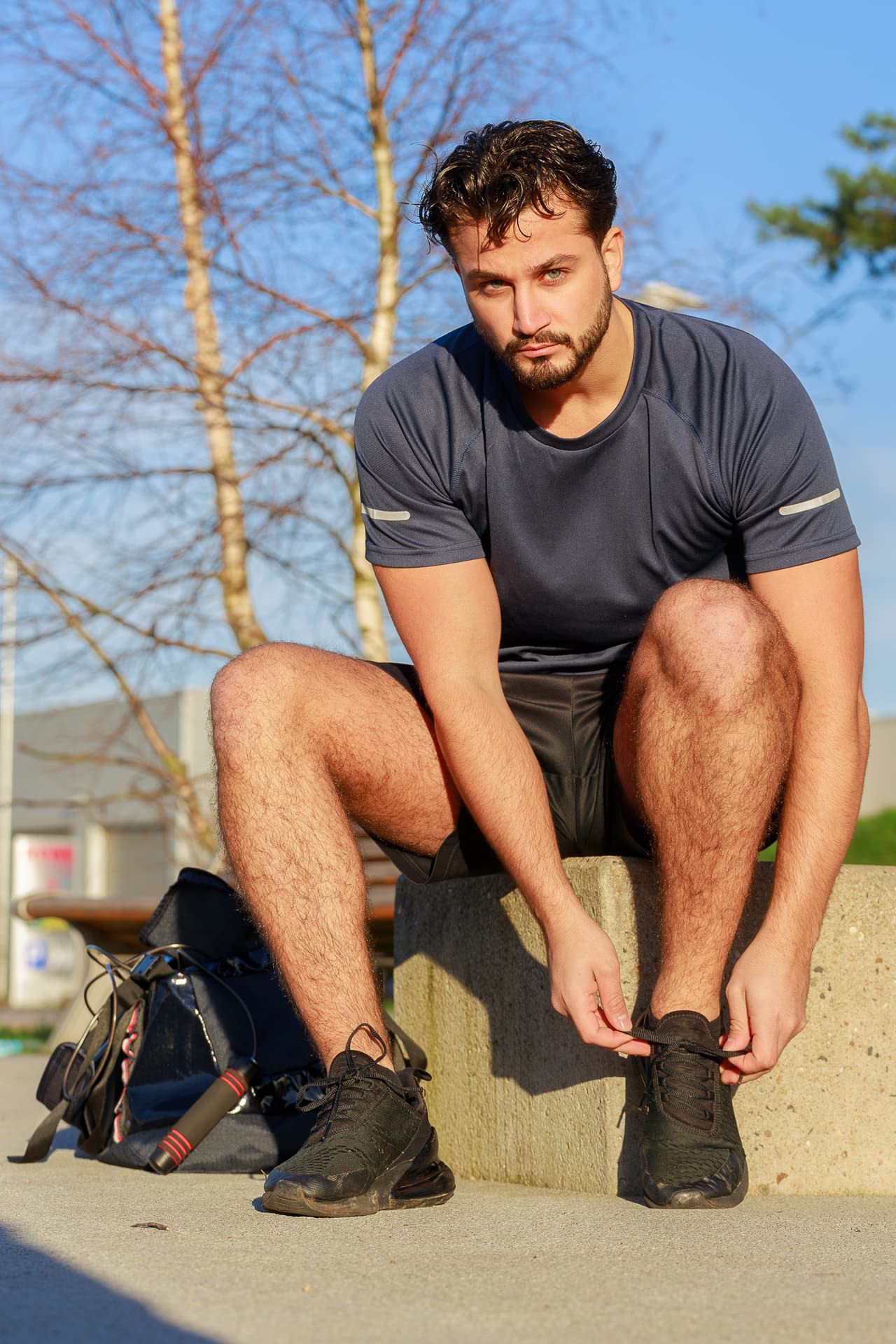 frueo Men’s 3 Pack Sport T-Shirt, Cool Dry Breathable Short Sleeve Mesh Fitness Shirt, Workout Gym Running Top,520,Black Gray Navy,5XL