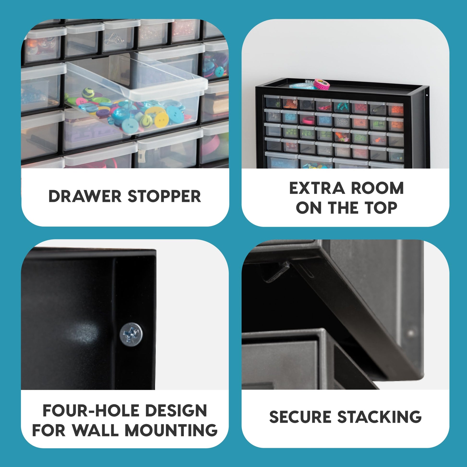 IRIS USA Screw Tool Organizer Small Parts Cabinet Chest, 44-Drawer Hardware Electronics Nuts Bolts Storage Drawers Organization Toolbox Garage Craft Business Teacher Beads Scrapbook Art Hobby - Black