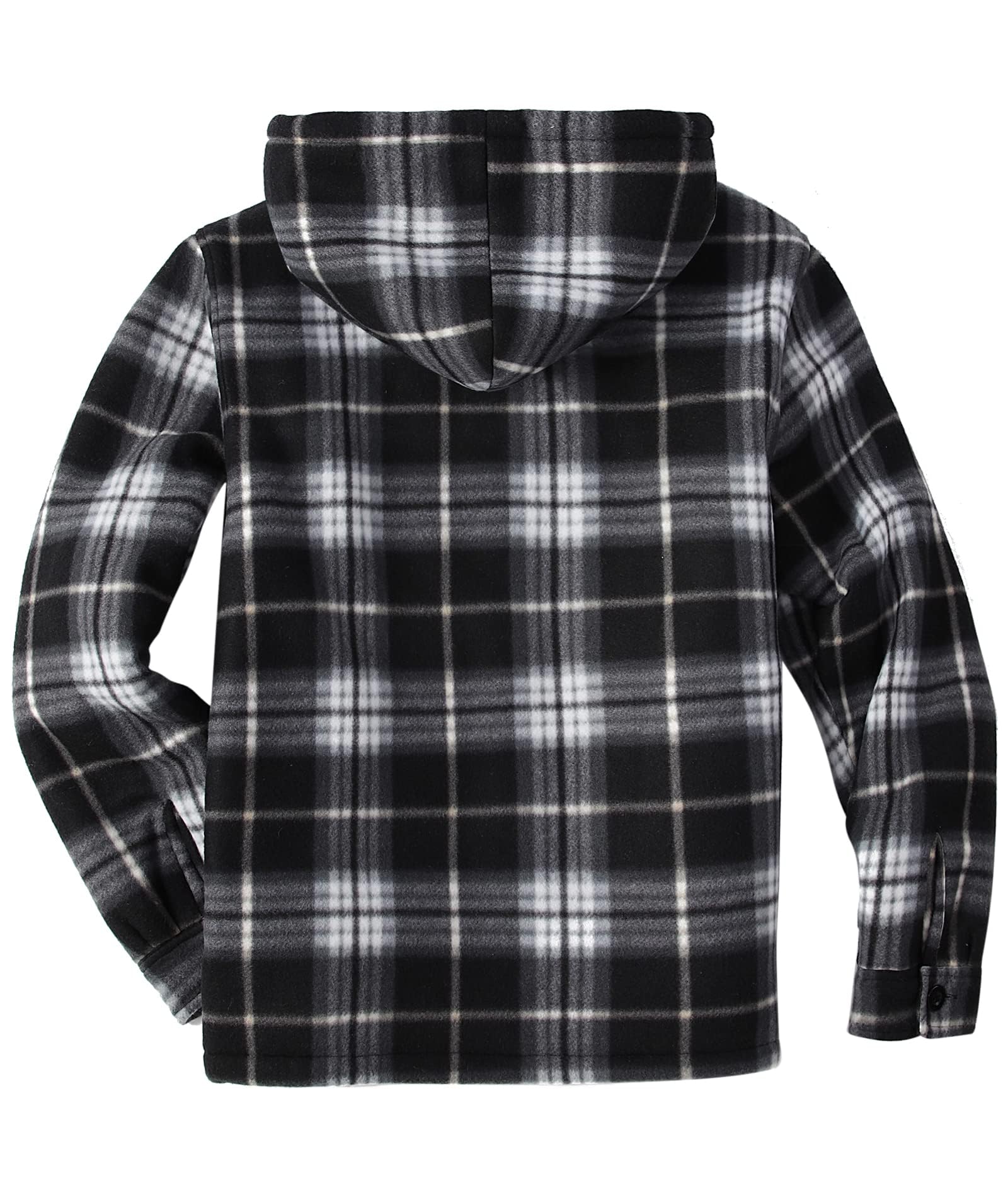 SCODI Men's Flannel Shirt Jacket Fleece Sherpa Lined Plaid Jackets Coat Full Zip Up Hoodie Winter Outwear Black White Large