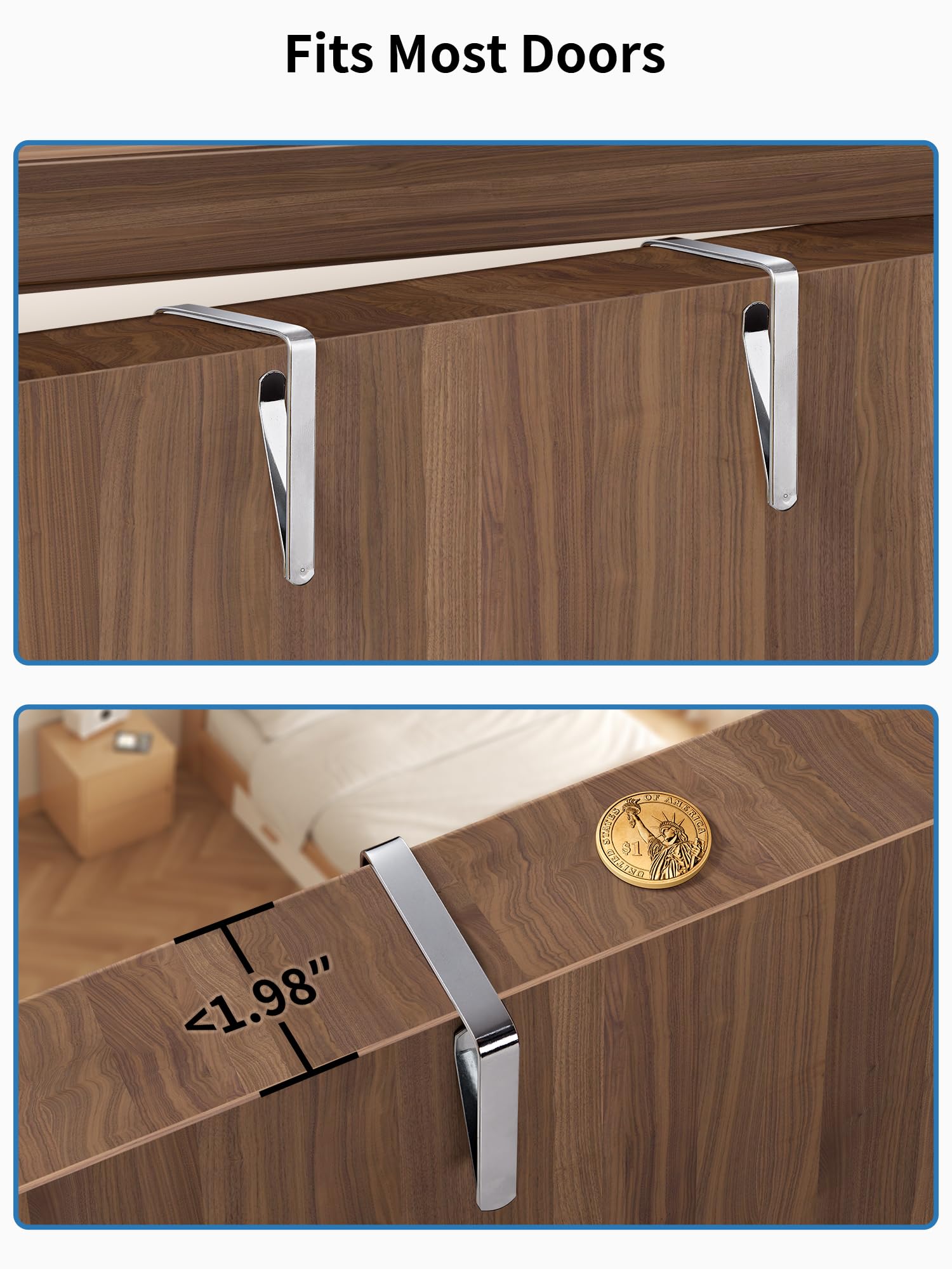 JARLINK Over The Door Organizer Storage, 5 Shelf Hanging Door Organizer with 5 Large Capacity Pockets, Anti Tilt 44 lb Load Behind Door Storage for Bedroom, Bathroom, Pantry, Nursery, (Grey)