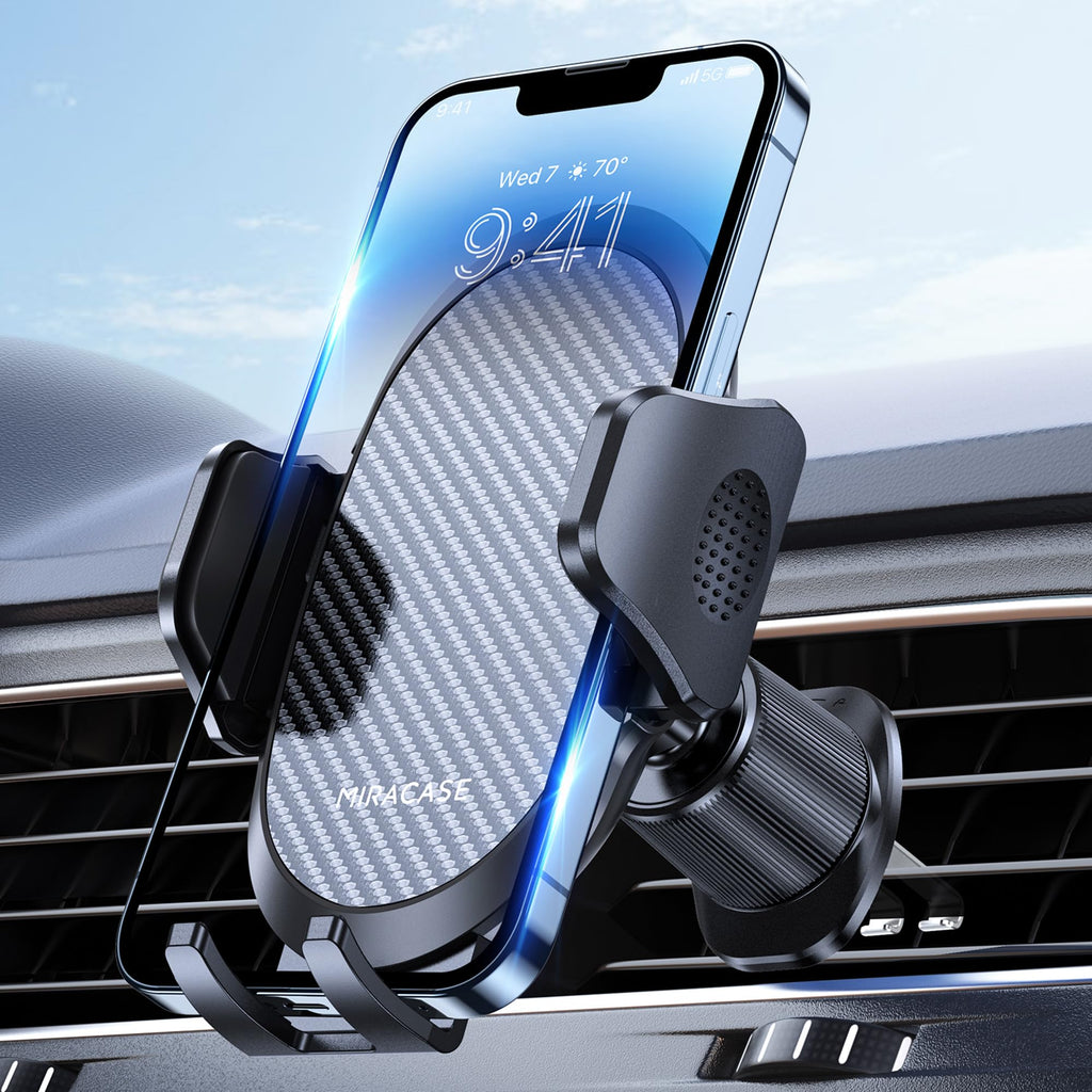 Miracase Phone Holders for Your Car with Metal Hook Clip, Air Vent Cell Phone Stand Car Mount, Universal Automobile Cradle Fit for iPhone Android and All Smartphones, Dark Black