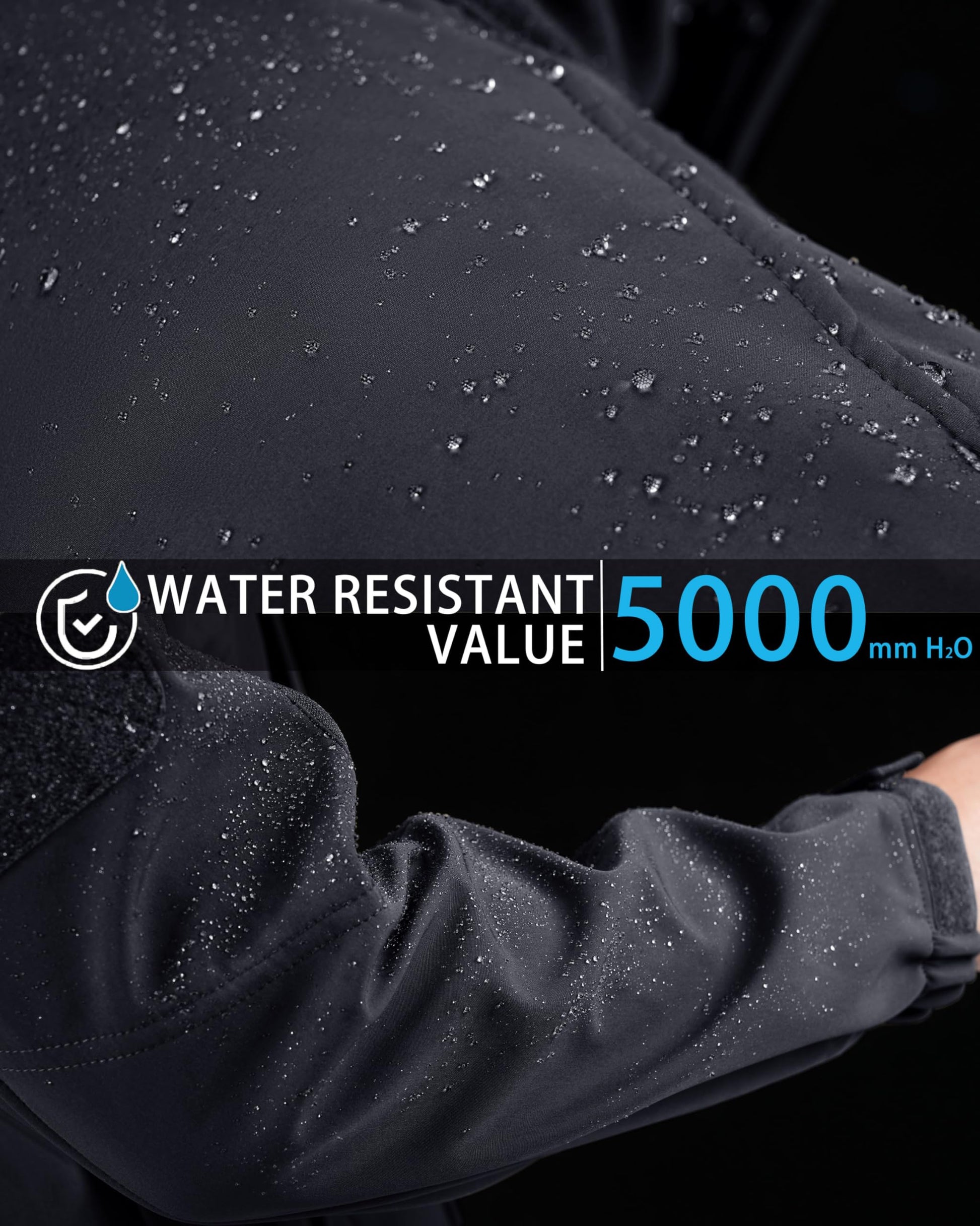 MAGCOMSEN Mens Tactical Jacket Warm Fleece Lined Softshell Jacket Stand Collar Windbreaker Outwear Black XL