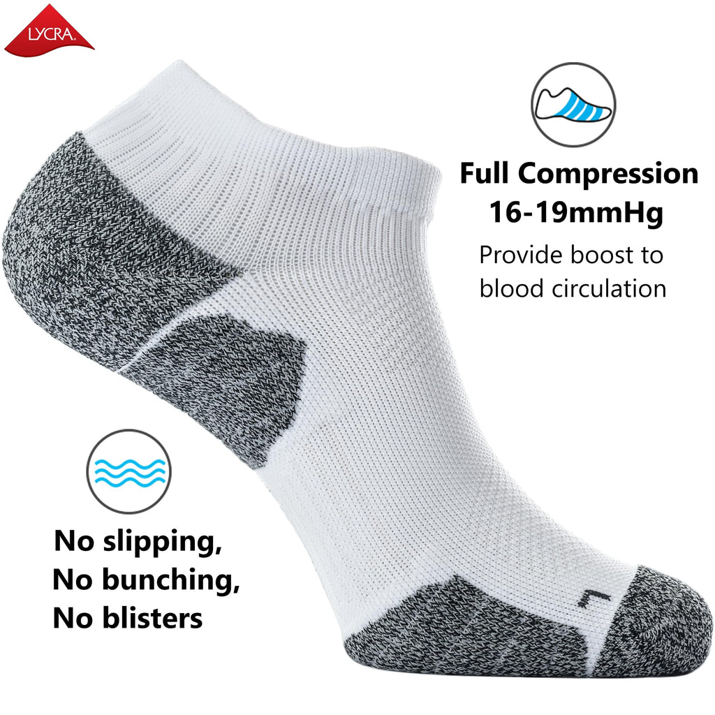 CWVLC Unisex Cushioned Compression Athletic Ankle Socks Multipack, 6-pairs Charcoal Watermelon White, L (10.5-13 W US/ 9-11.5 M US)